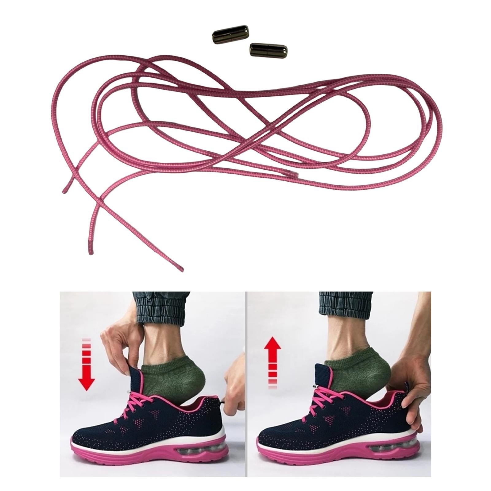 No Tie Shoelaces Elastic Lock Shoes Trainers Lazy Laces Pink