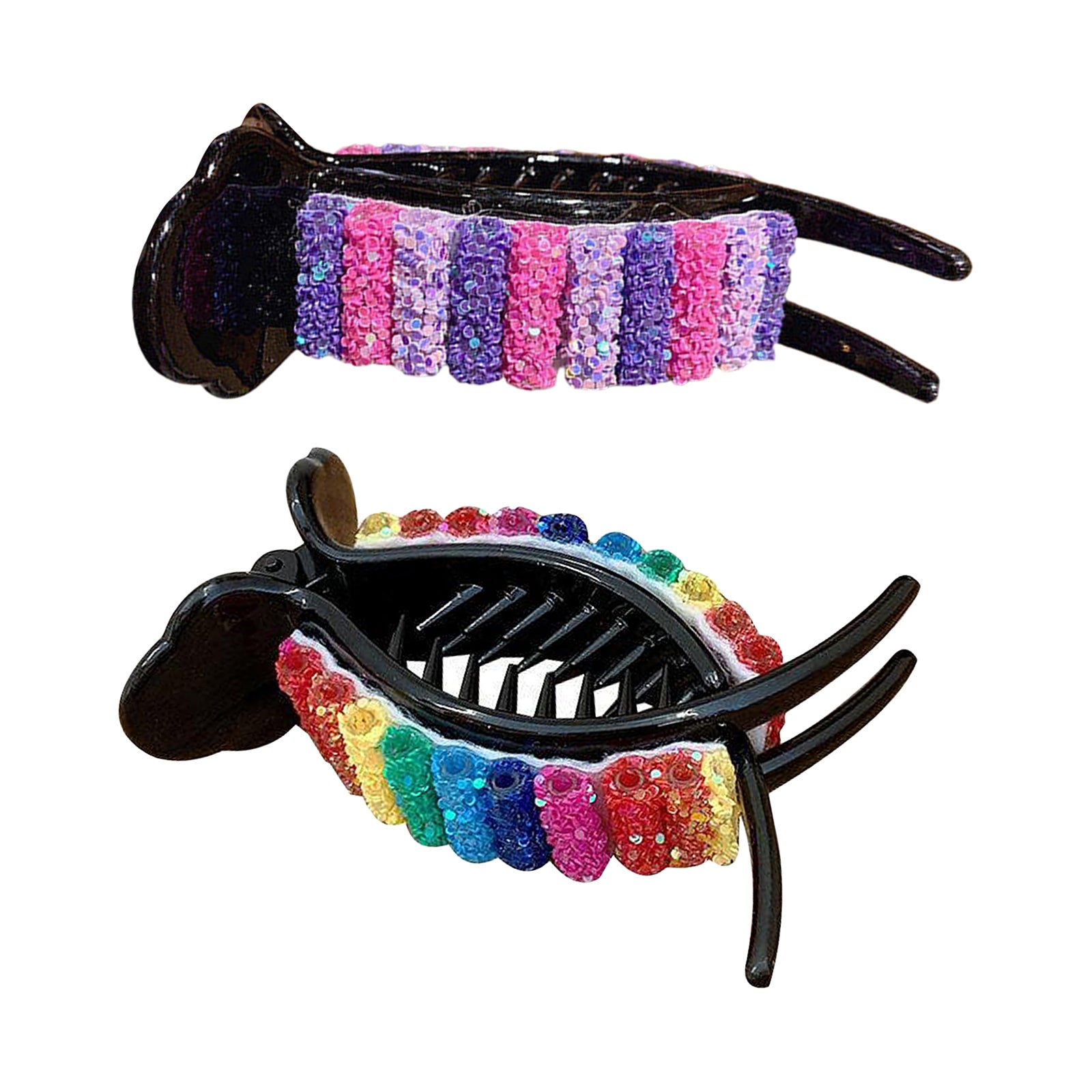 Sequins Hair Claw Clips Plastic Hairpin Paw Hair Bun Maker Hair Accessories Purple