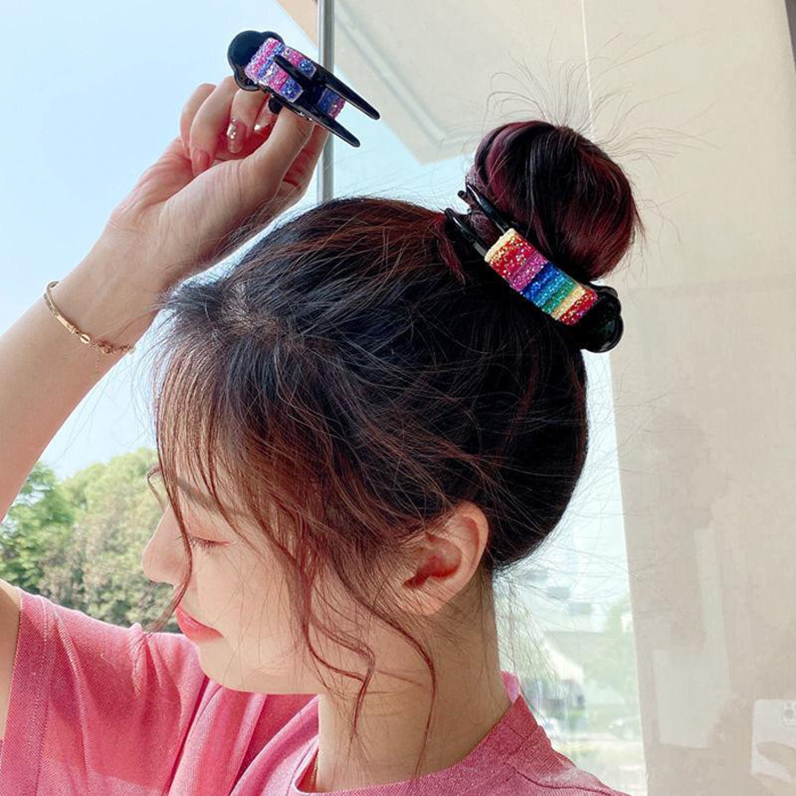 Sequins Hair Claw Clips Plastic Hairpin Paw Hair Bun Maker Hair Accessories Purple