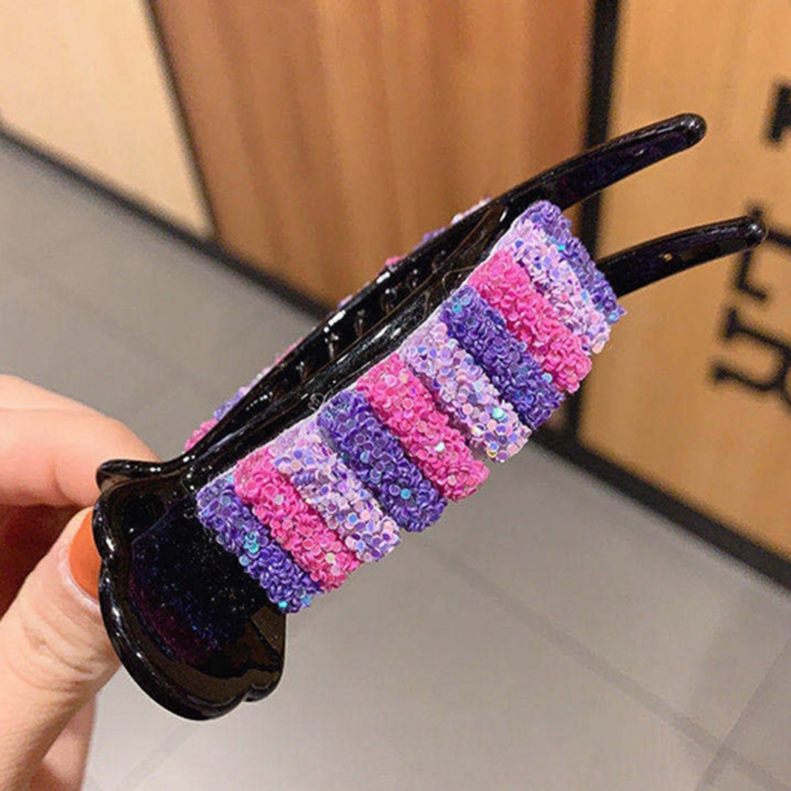 Sequins Hair Claw Clips Plastic Hairpin Paw Hair Bun Maker Hair Accessories Purple