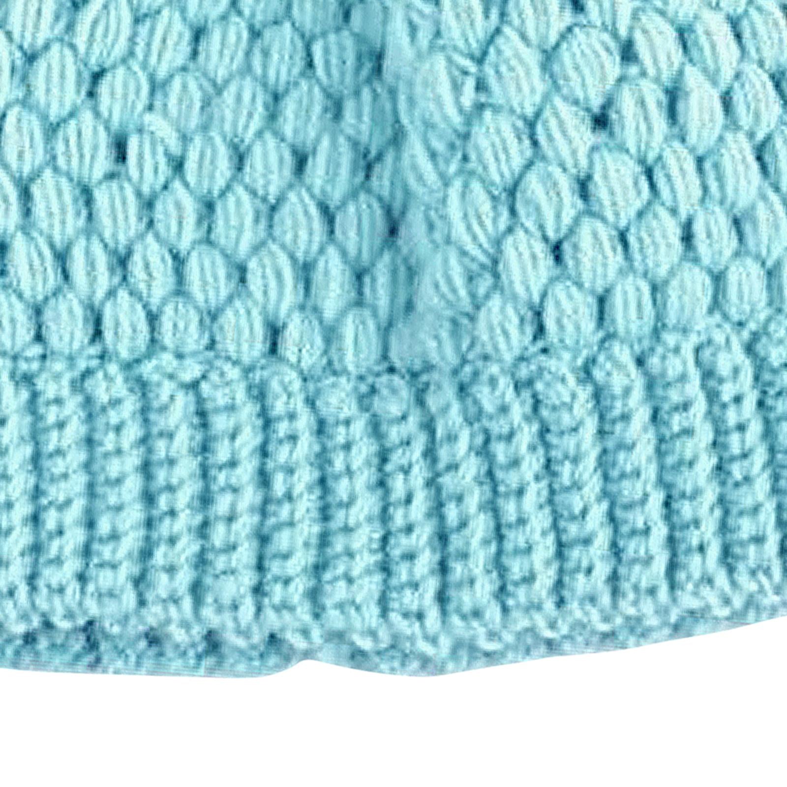 Ponytail Messy Bun Beanie Hats Knit Stretchy Beanie Hats Cap Blue