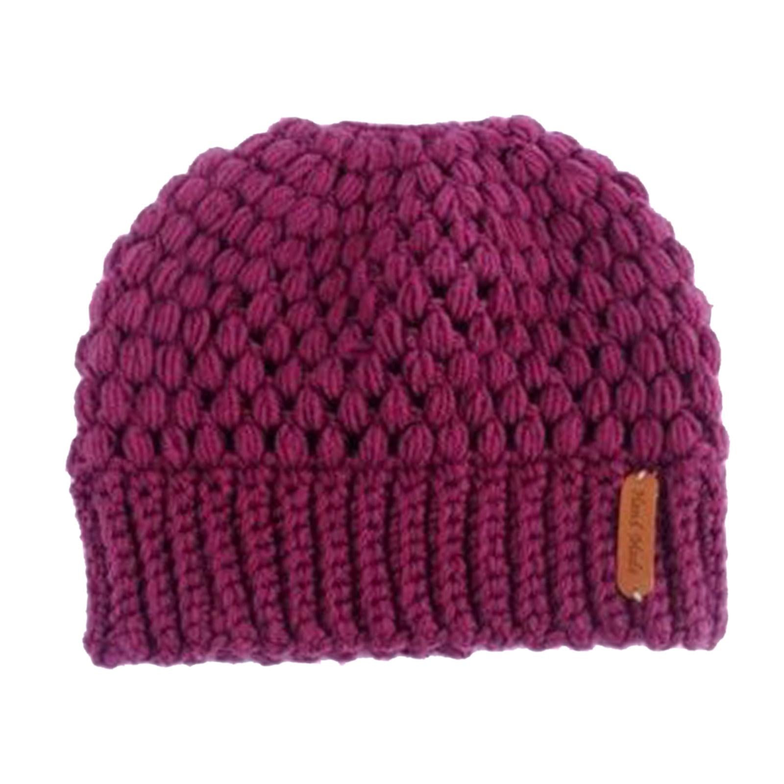Ponytail Messy Bun Beanie Hats Knit Stretchy Beanie Hats Cap Taro Milk