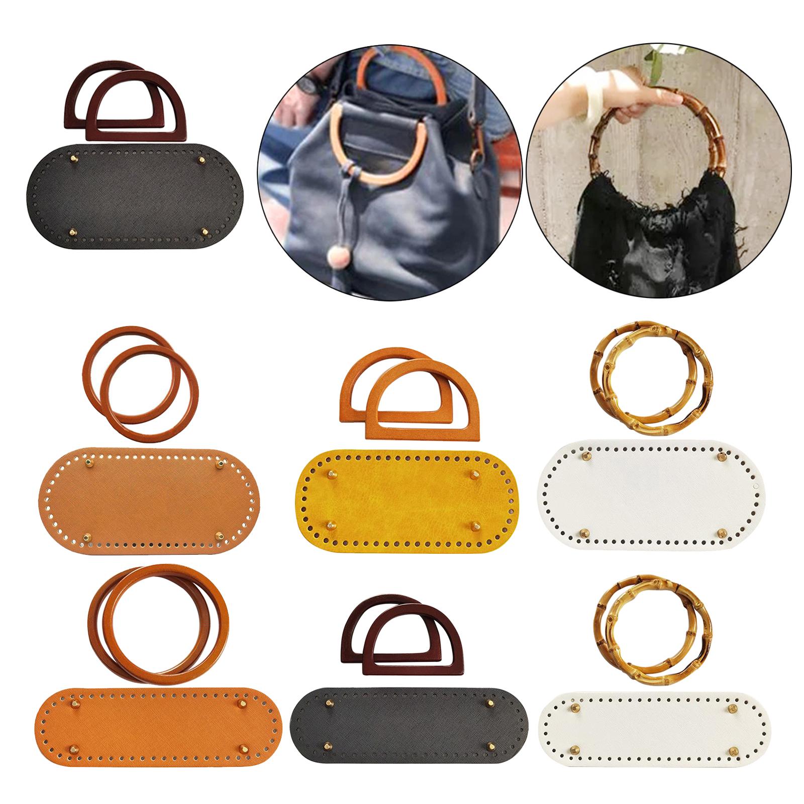 Crochet Bag Bottom Leather Base Tote Handle Set DIY Knitting bAG Style 1