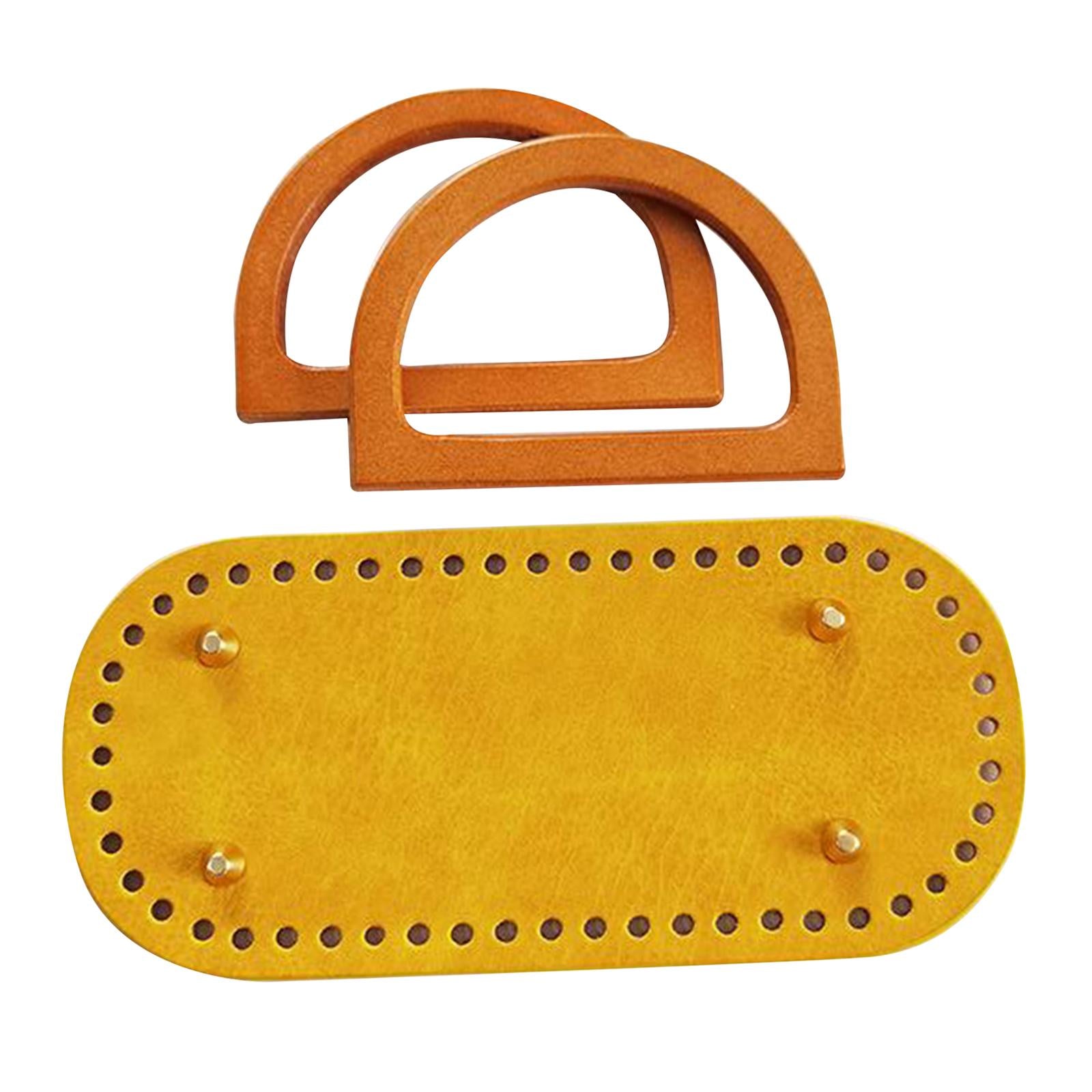 Crochet Bag Bottom Leather Base Tote Handle Set DIY Knitting bAG Style 3