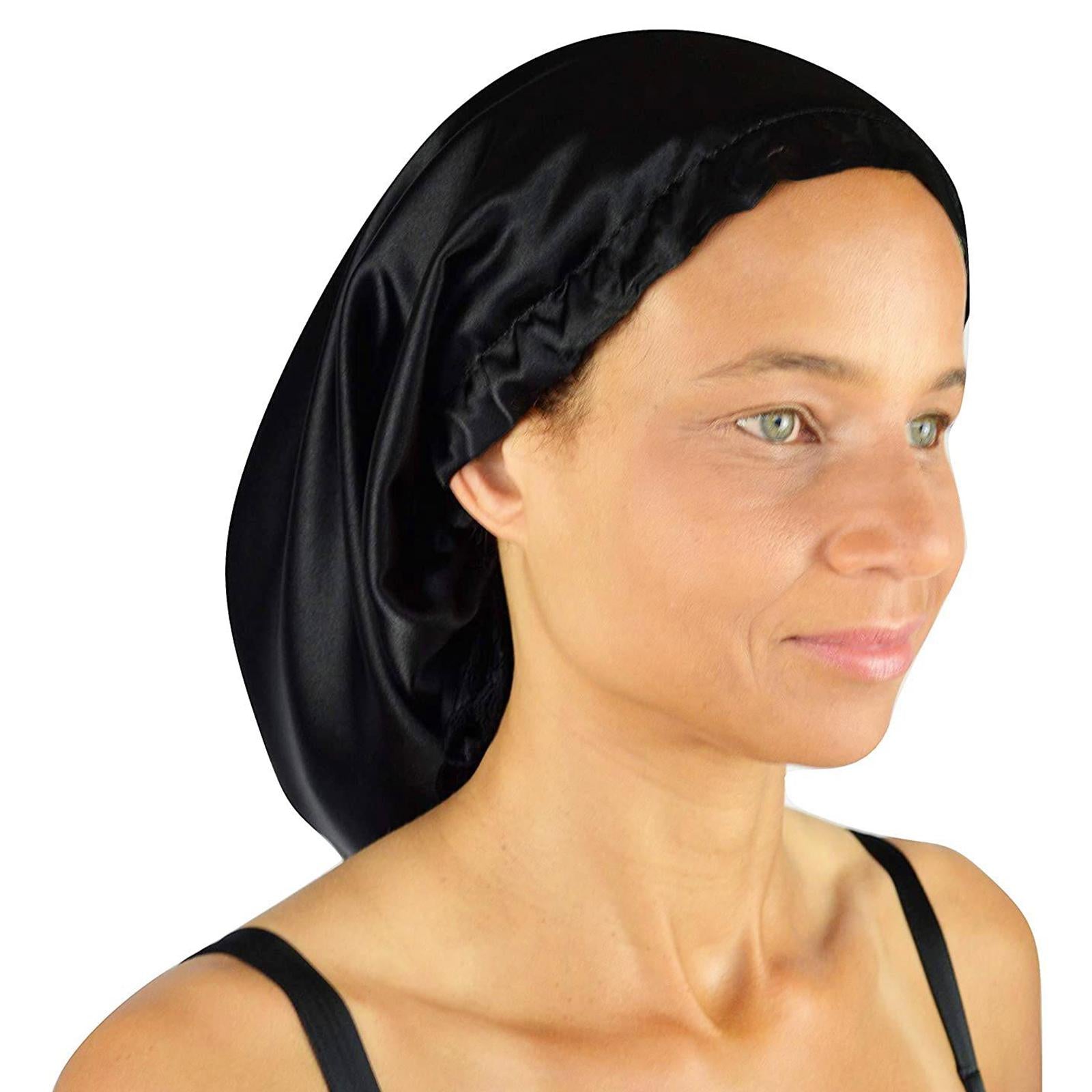 Women Silk Hats Hair Wrap Night Sleeping Hair Care Soft Bonnet Hat Pink