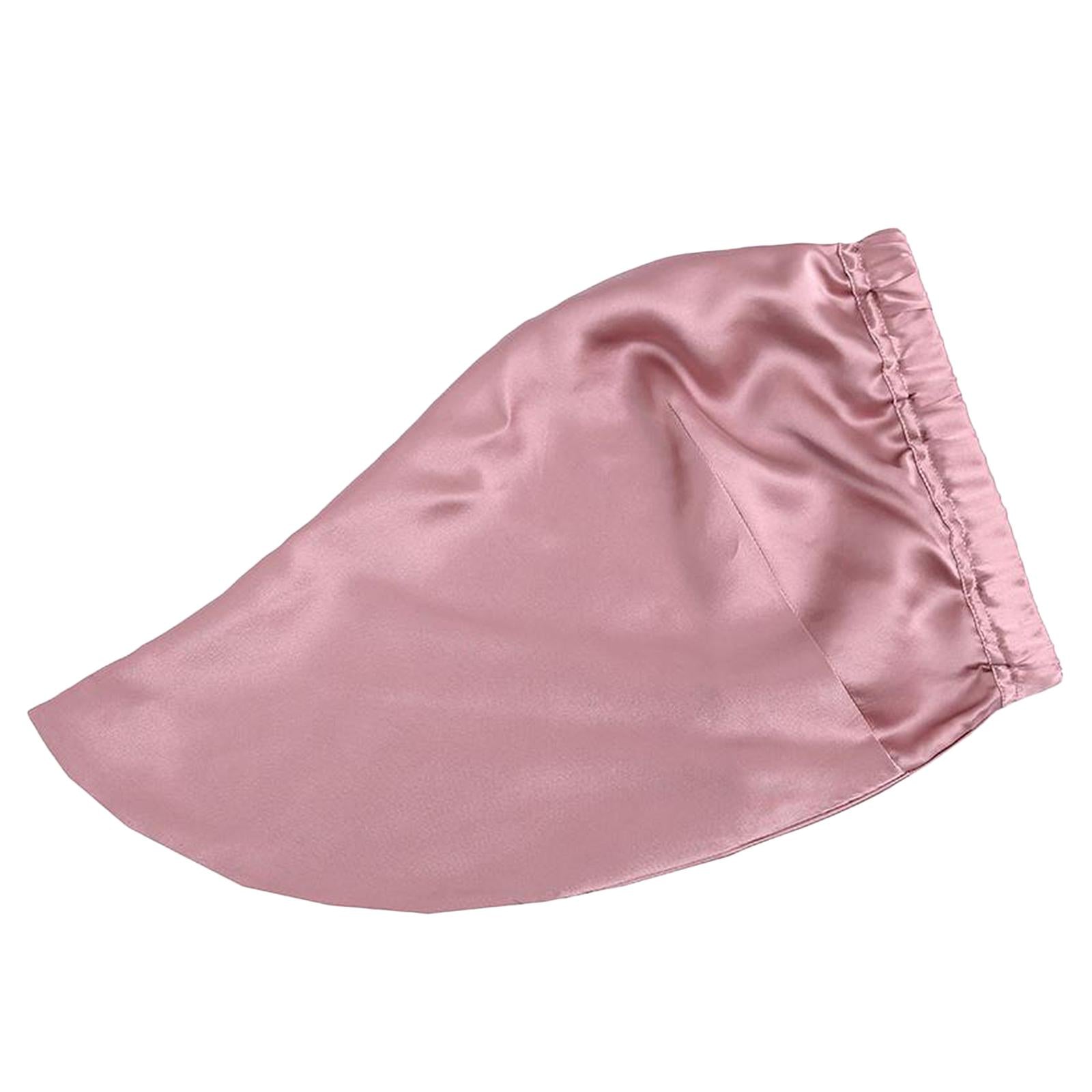 Women Silk Hats Hair Wrap Night Sleeping Hair Care Soft Bonnet Hat Pink
