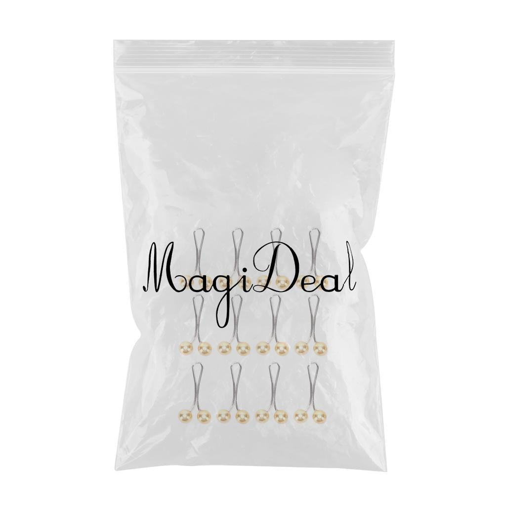 12X Brooch Pins Hijab Scarf Pearl Safety Pin Sweater Shawl Clips Yellow