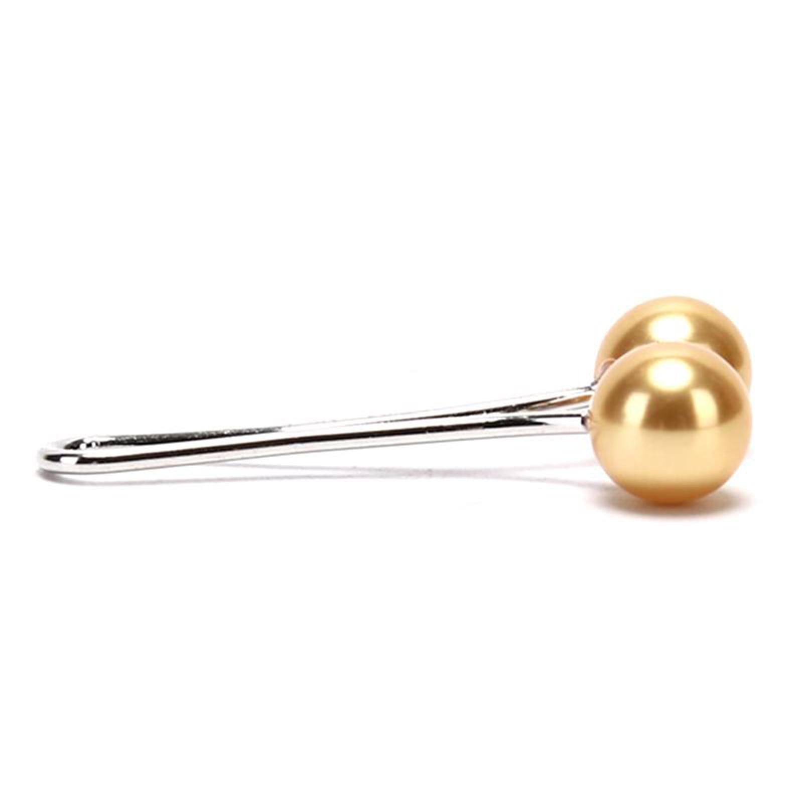 12X Brooch Pins Hijab Scarf Pearl Safety Pin Sweater Shawl Clips Yellow