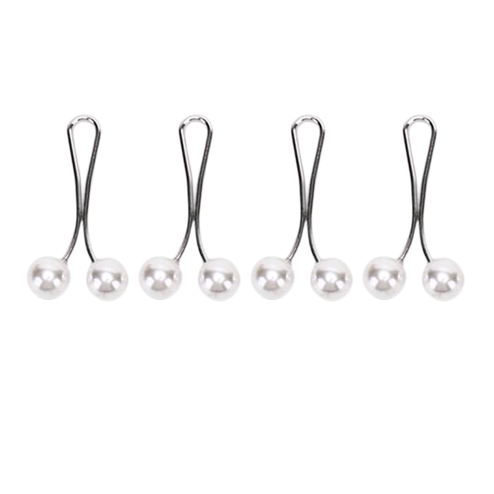 12X Brooch Pins Hijab Scarf Pearl Safety Pin Sweater Shawl Clips White