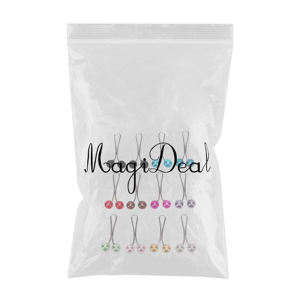 12X Brooch Pins Hijab Scarf Pearl Safety Pin Sweater Shawl Clips Multicolor