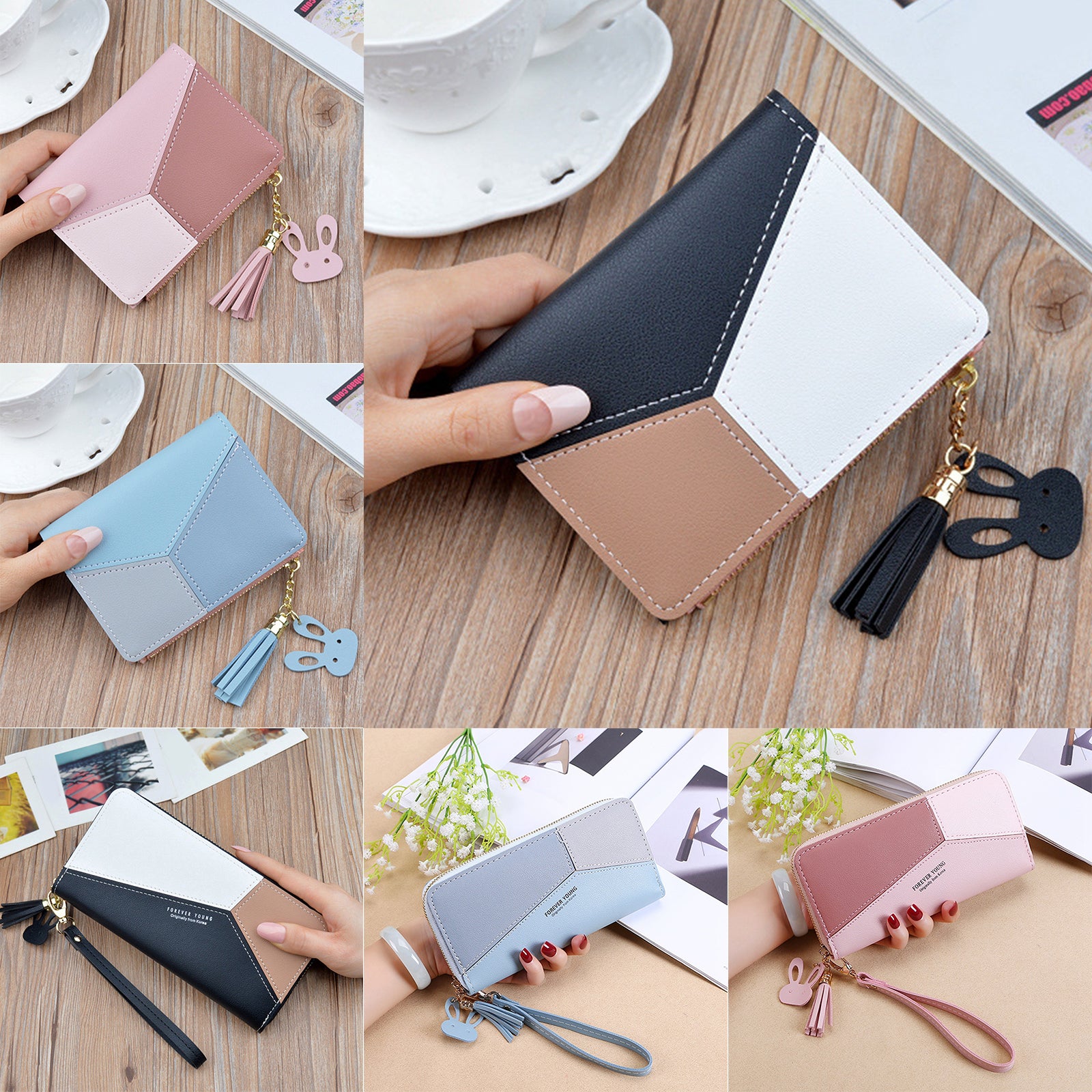 Women Wallet Wristlet Clutch Card Holder Organizer Phone Purse Long Blue