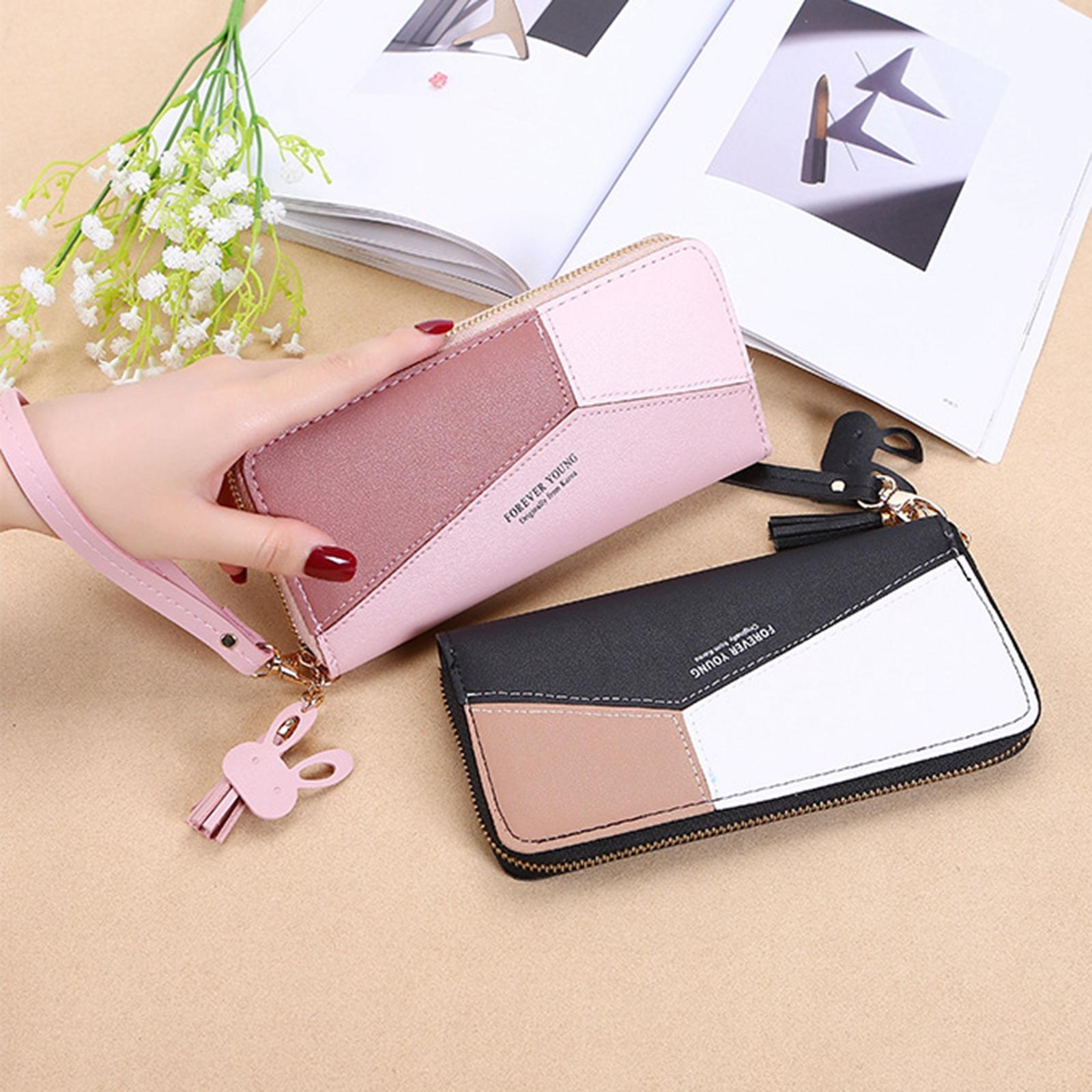 Women Wallet Wristlet Clutch Card Holder Organizer Phone Purse Long Pink