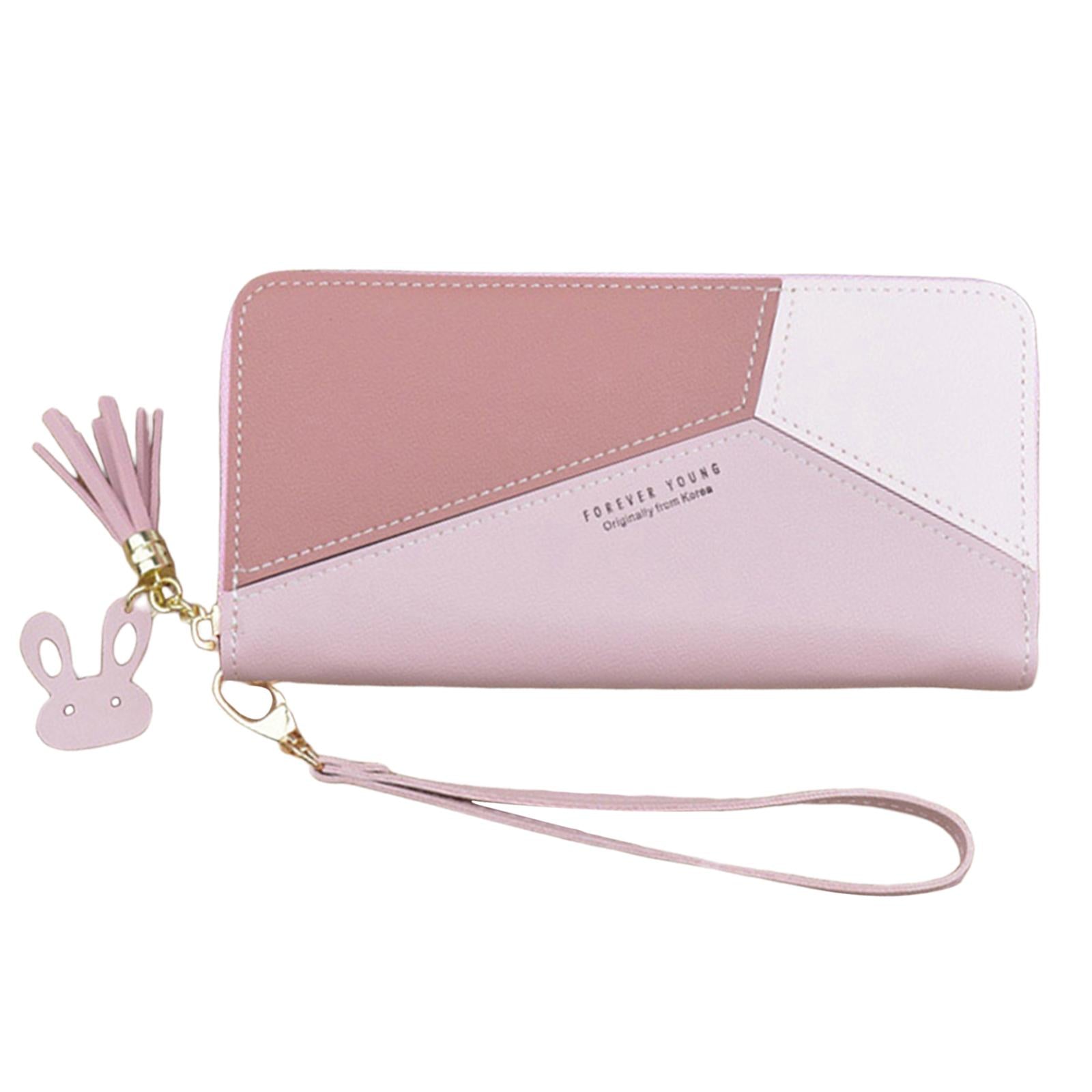 Women Wallet Wristlet Clutch Card Holder Organizer Phone Purse Long Pink