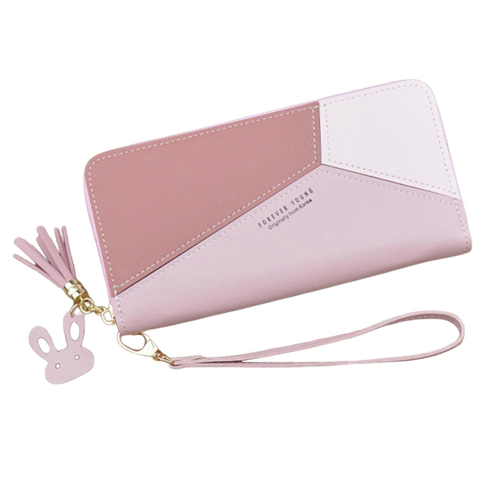 Women Wallet Wristlet Clutch Card Holder Organizer Phone Purse Long Pink