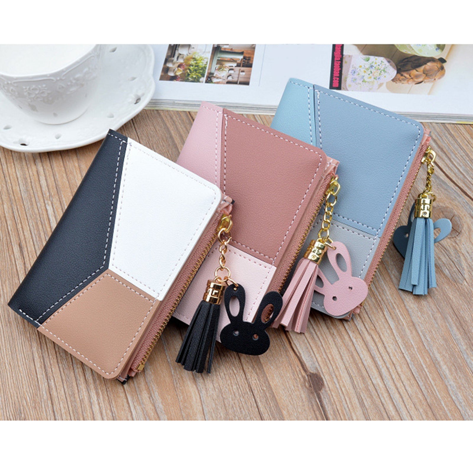 Women Wallet Wristlet Clutch Card Holder Organizer Phone Purse Short Black