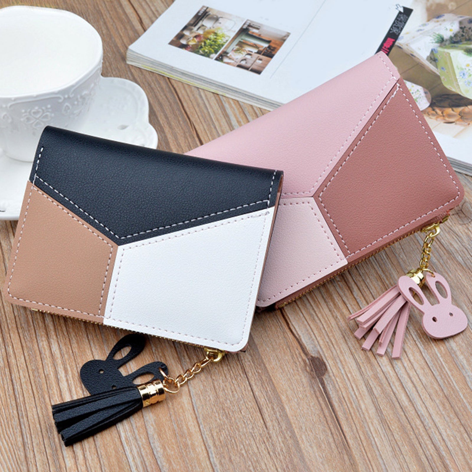 Women Wallet Wristlet Clutch Card Holder Organizer Phone Purse Short Black