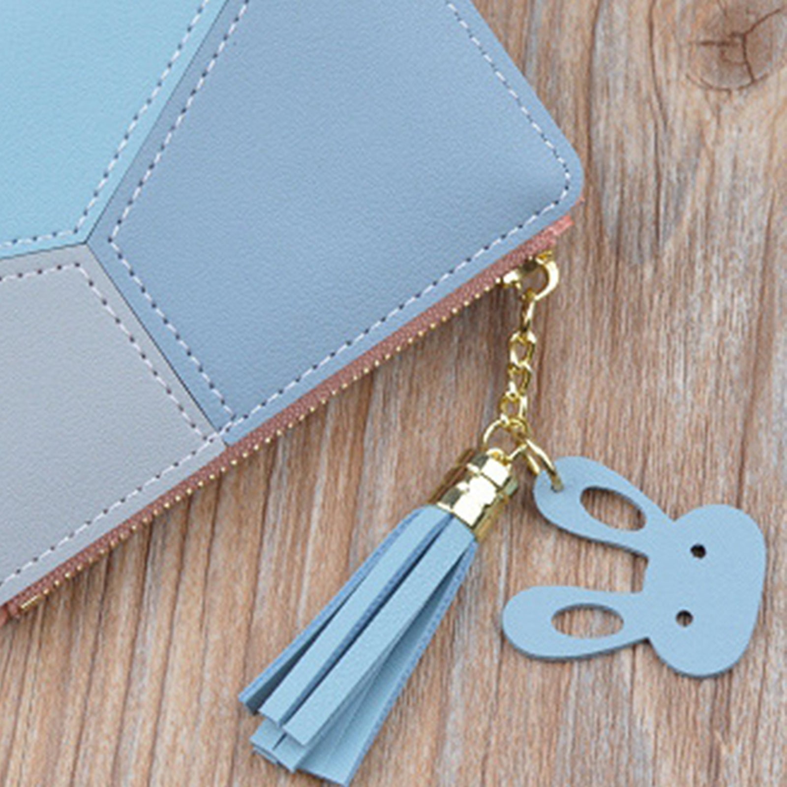 Women Wallet Wristlet Clutch Card Holder Organizer Phone Purse Short Blue