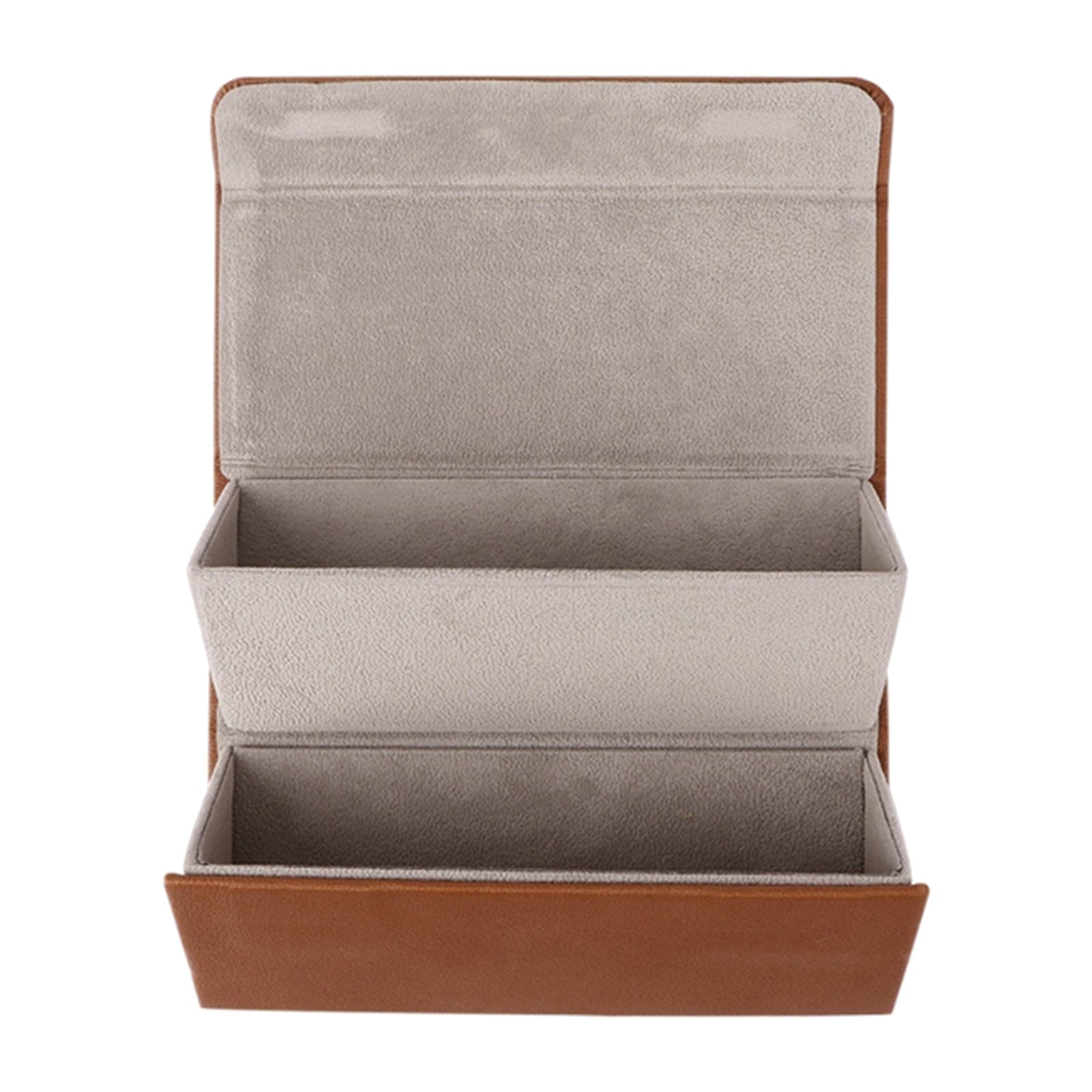 Portable Multi-slot Sunglasses Organizer Eyeglasses Storage 2 Grid Brown