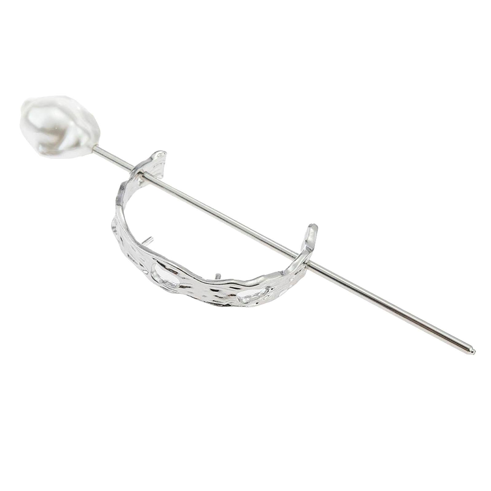 Womens Hair Cuff Bun Cage Hair Bun Holder Hair Stick Pins Small Silver