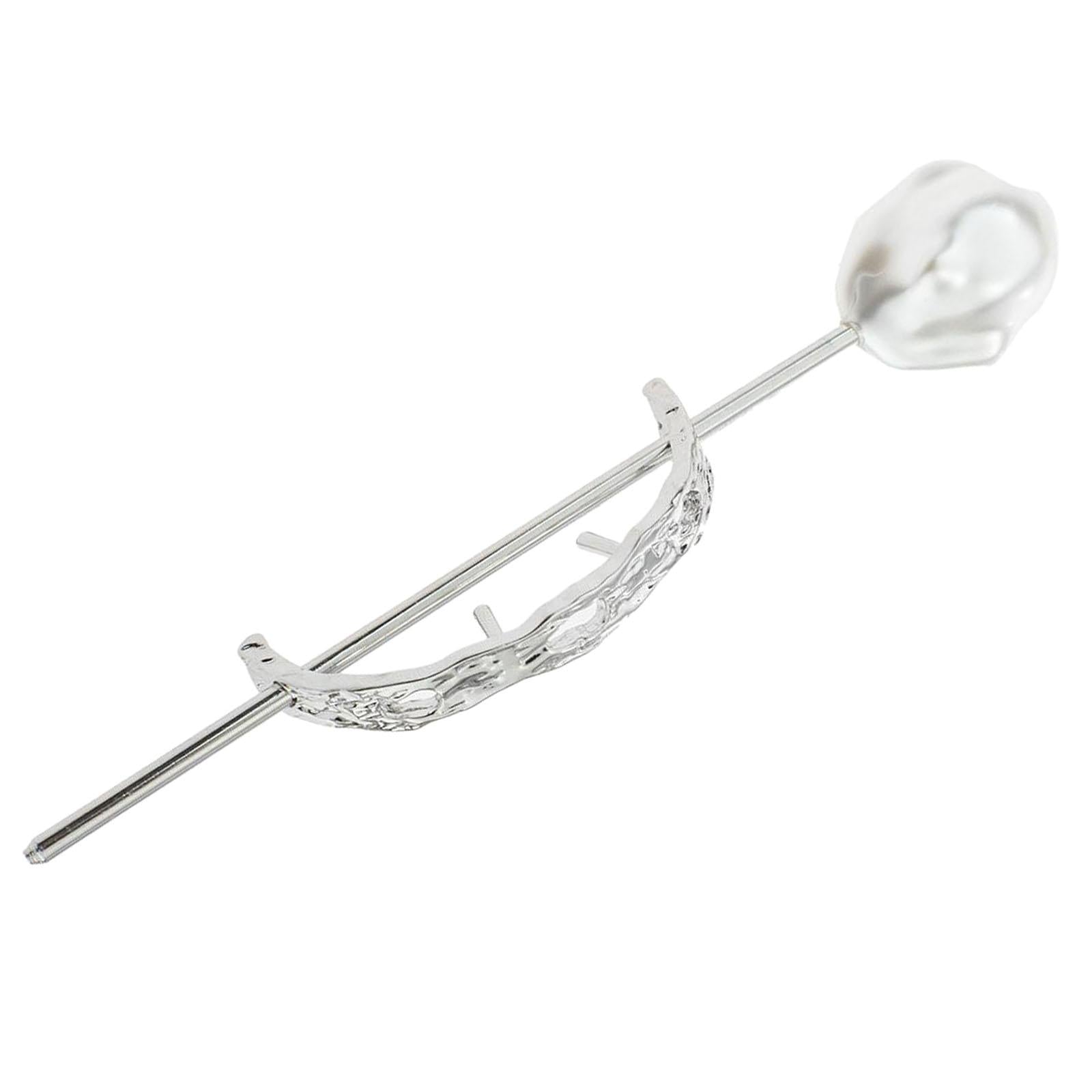 Womens Hair Cuff Bun Cage Hair Bun Holder Hair Stick Pins Large Silver