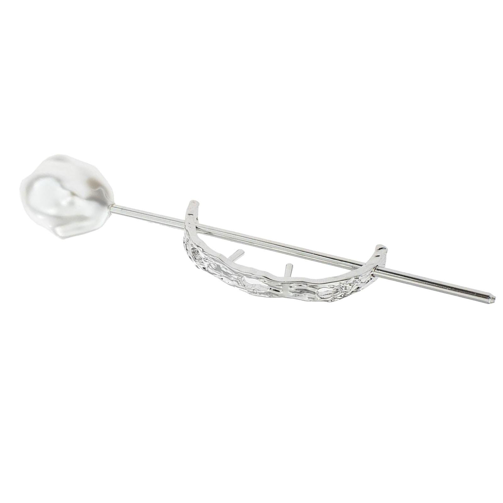 Womens Hair Cuff Bun Cage Hair Bun Holder Hair Stick Pins Large Silver