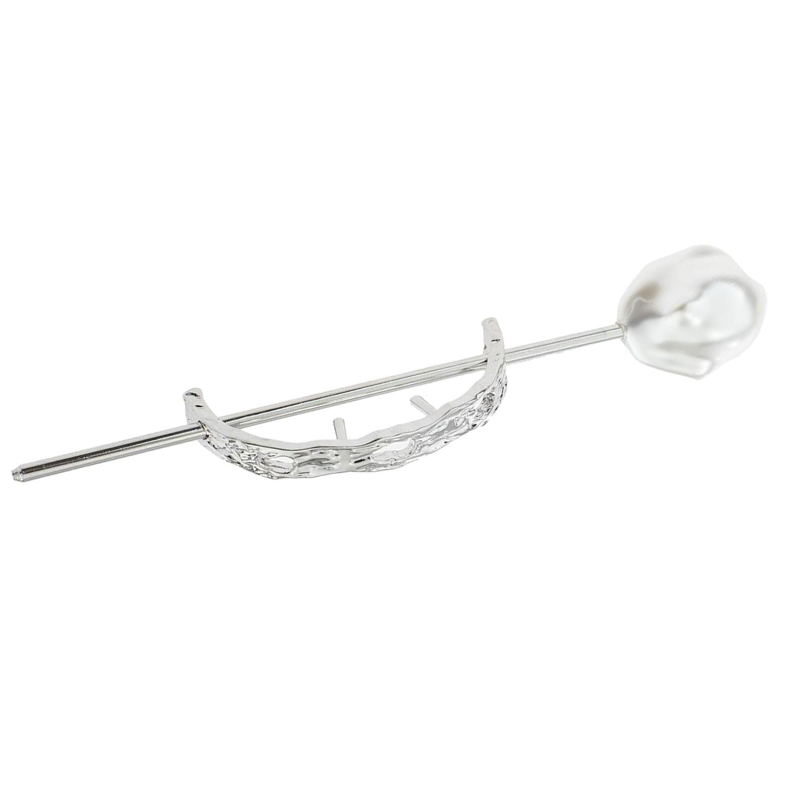 Womens Hair Cuff Bun Cage Hair Bun Holder Hair Stick Pins Large Silver
