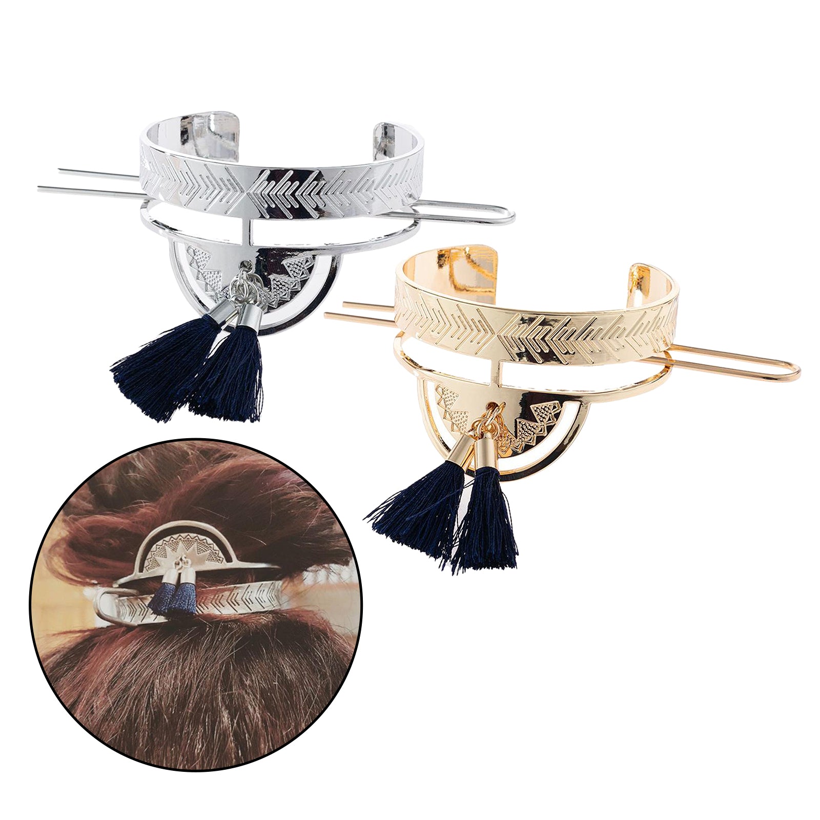 Metal Hair Stick Tassel Chopsticks Bun Maker Hair Pins for Women Girl Gold