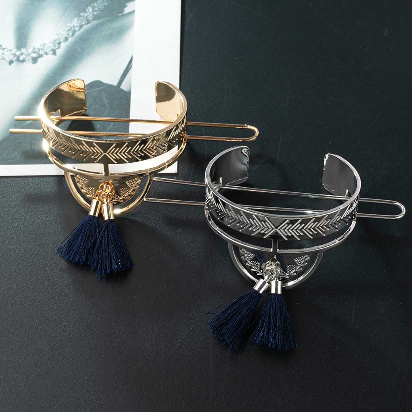 Metal Hair Stick Tassel Chopsticks Bun Maker Hair Pins for Women Girl Gold