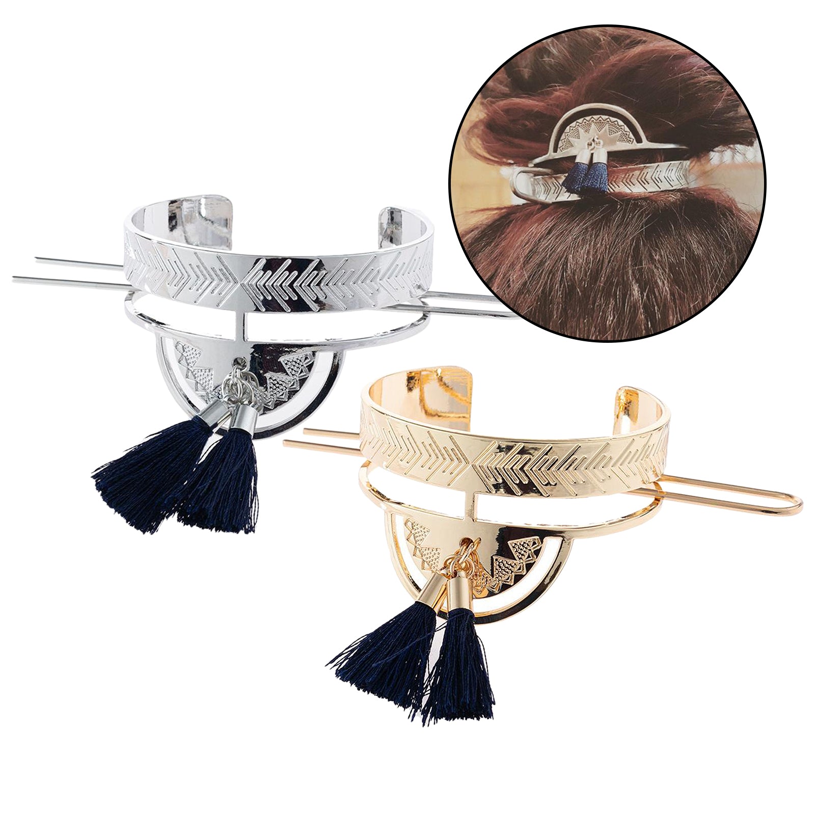 Metal Hair Stick Tassel Chopsticks Bun Maker Hair Pins for Women Girl Gold