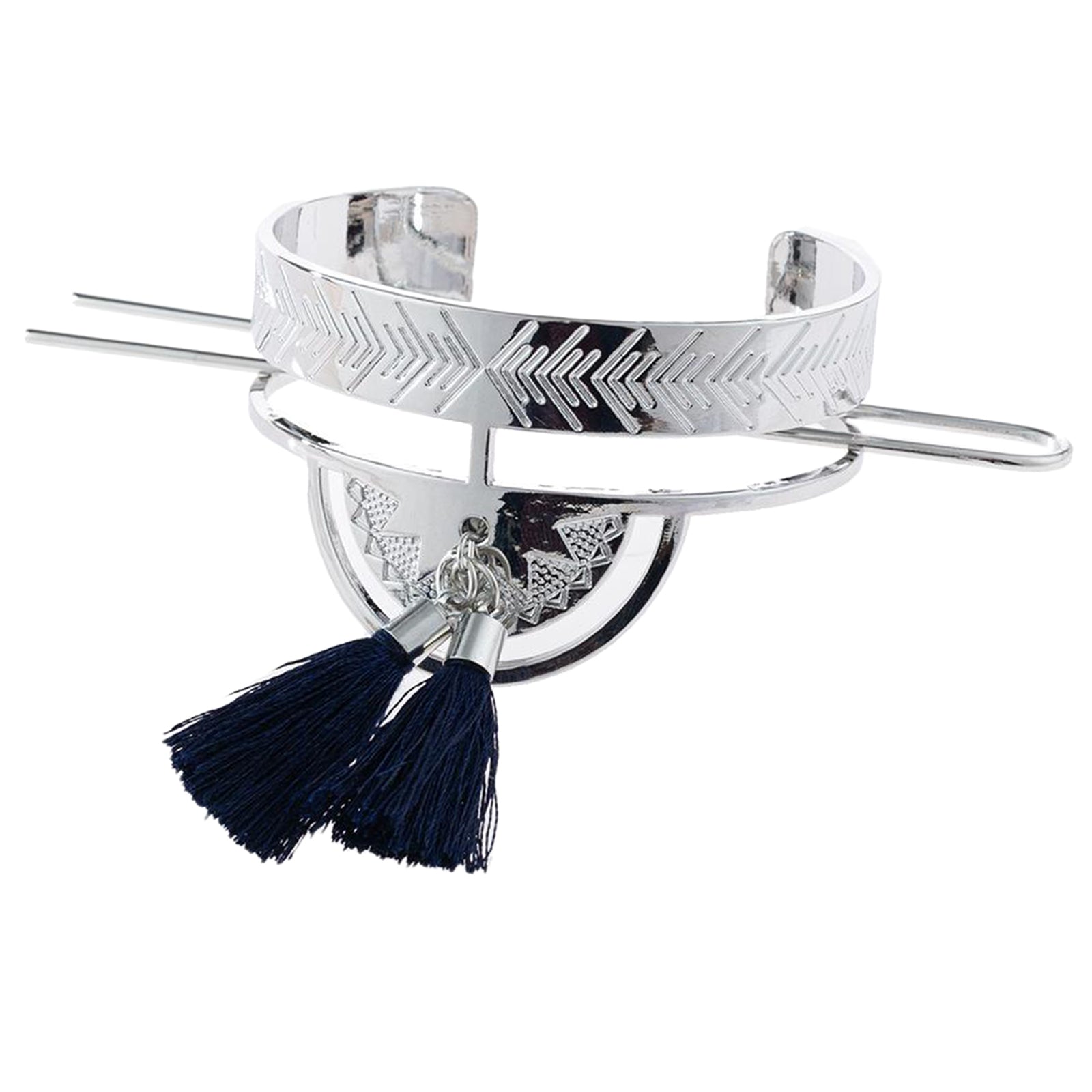 Metal Hair Stick Tassel Chopsticks Bun Maker Hair Pins for Women Girl Silver