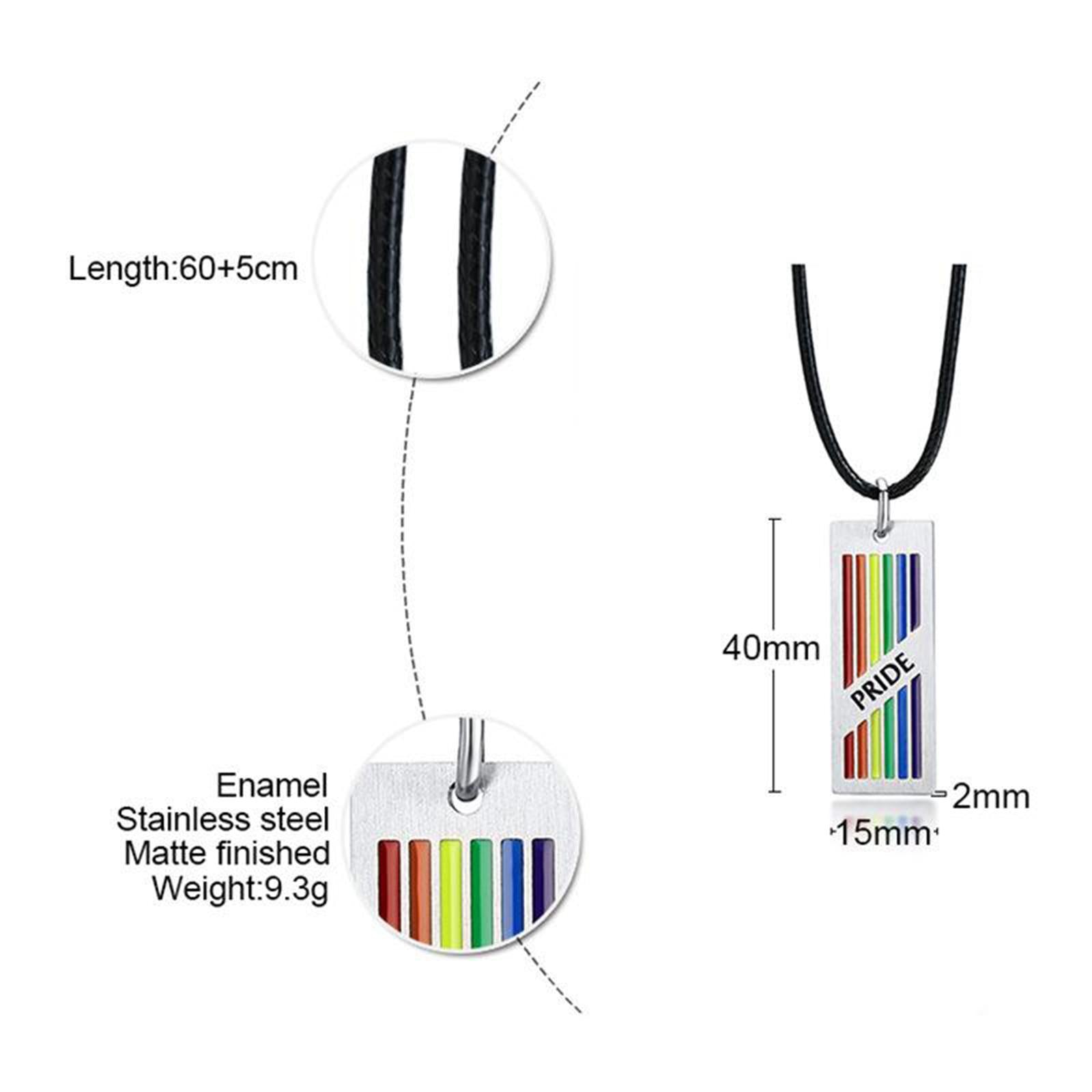 Lesbian Gay Pride Necklace LGBT Jewelry with Rainbow Color Pendant Charms