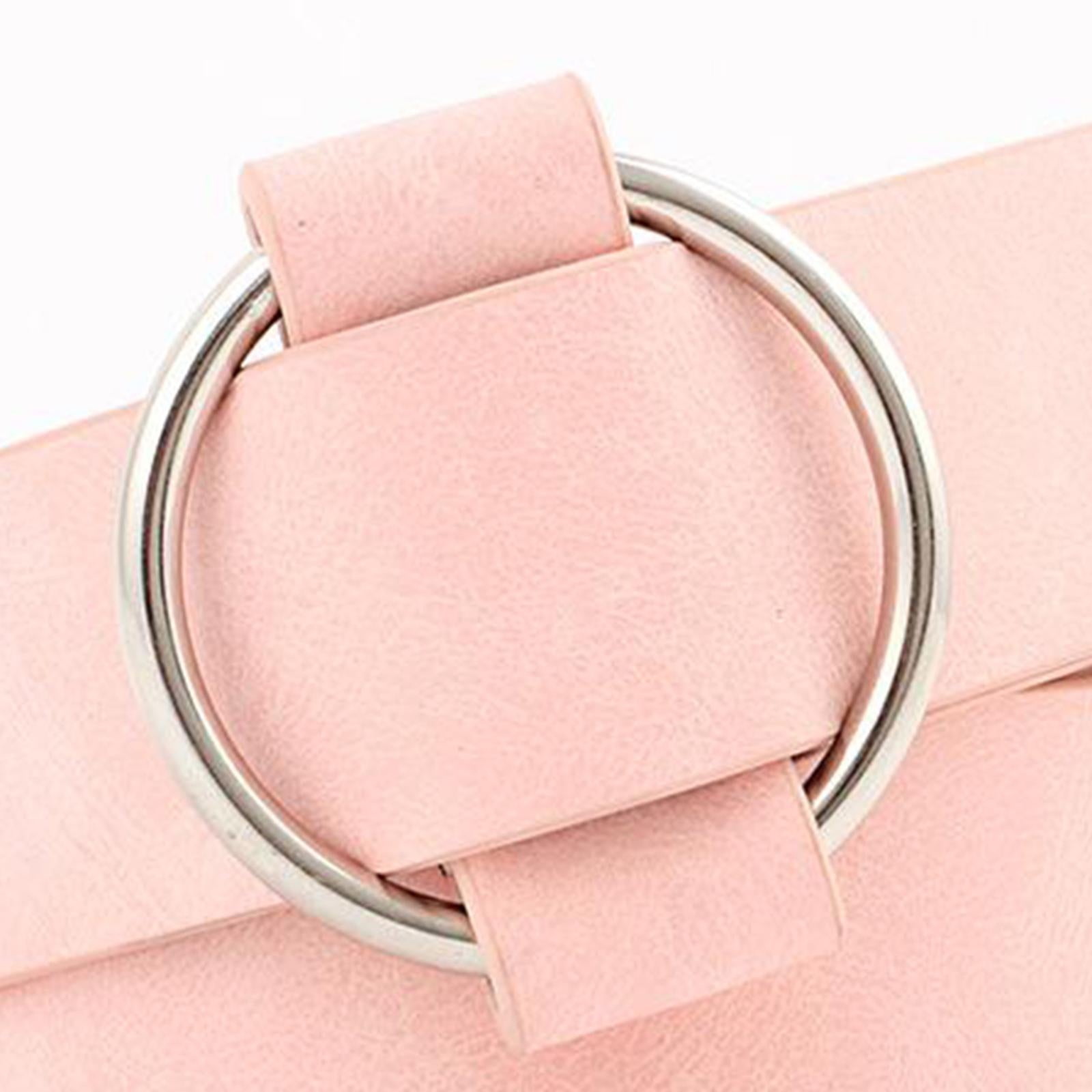 Women Leather Waistband Alloy Round Buckle No Pin Waist Strap Pink