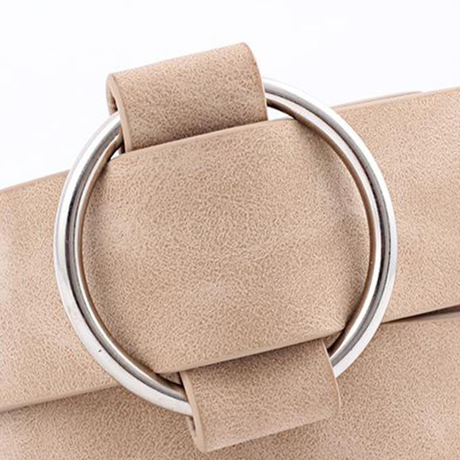 Women Leather Waistband Alloy Round Buckle No Pin Waist Strap Light Khaki
