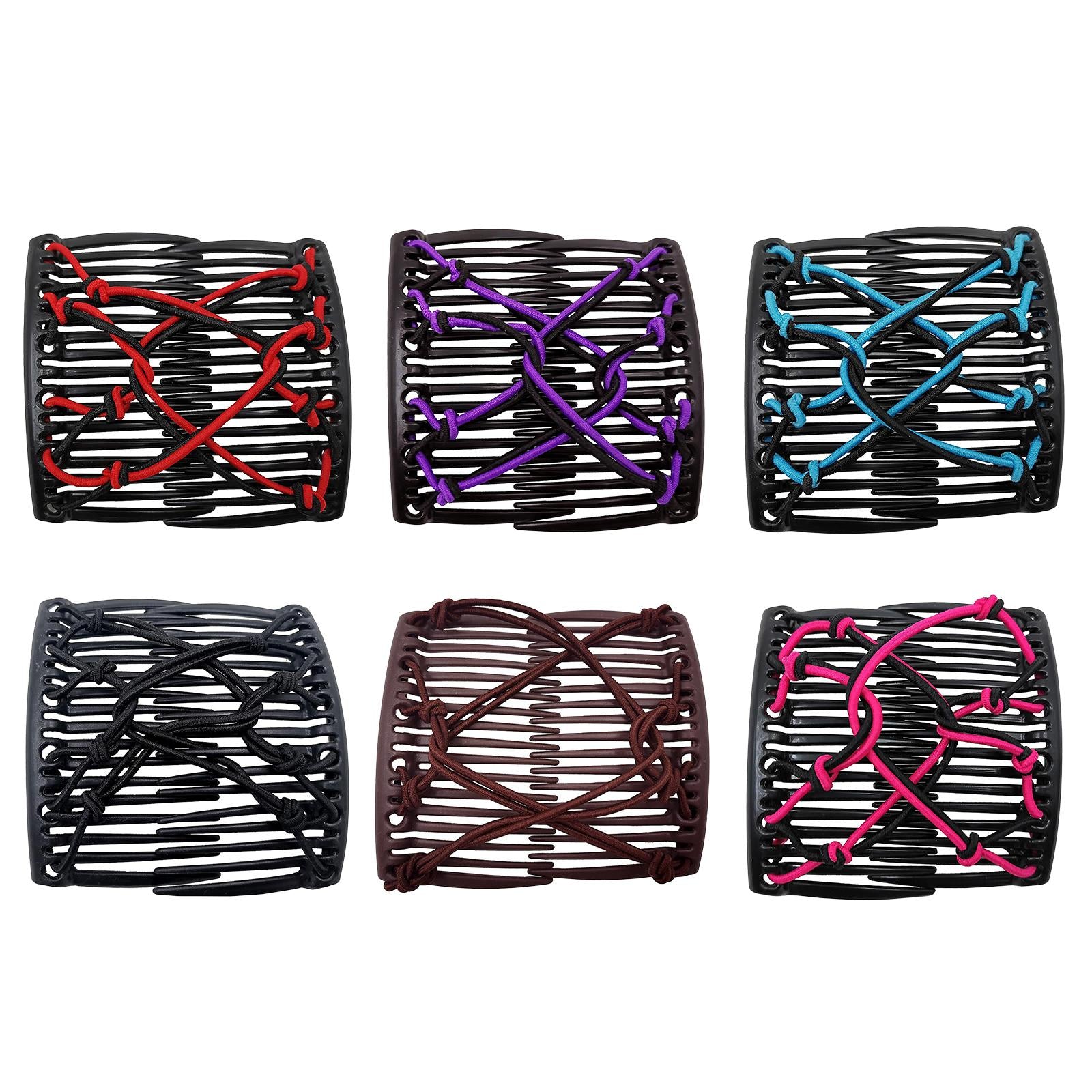 Women Stretchy Magic Hair Clip Double Slide Combs For Bun Updo Tools Red
