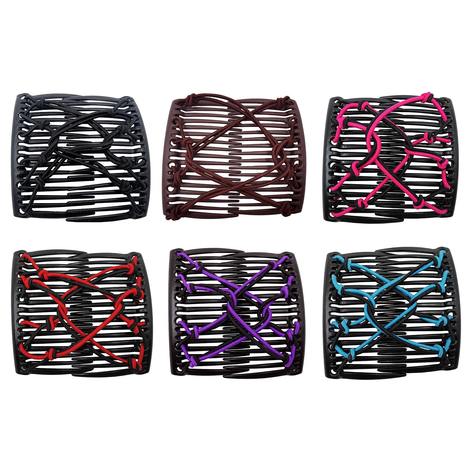 Women Stretchy Magic Hair Clip Double Slide Combs For Bun Updo Tools Red