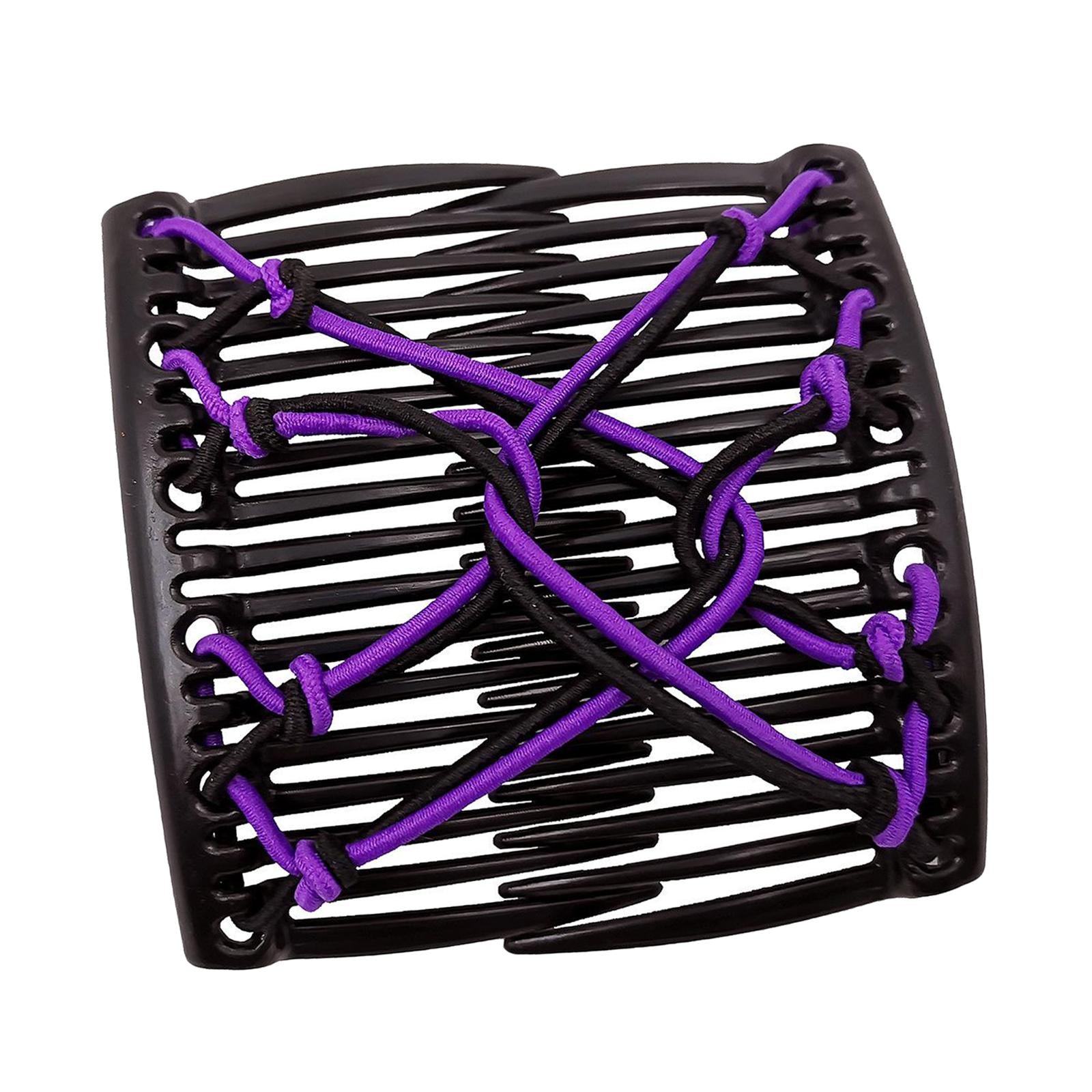 Women Stretchy Magic Hair Clip Double Slide Combs For Bun Updo Tools Purple