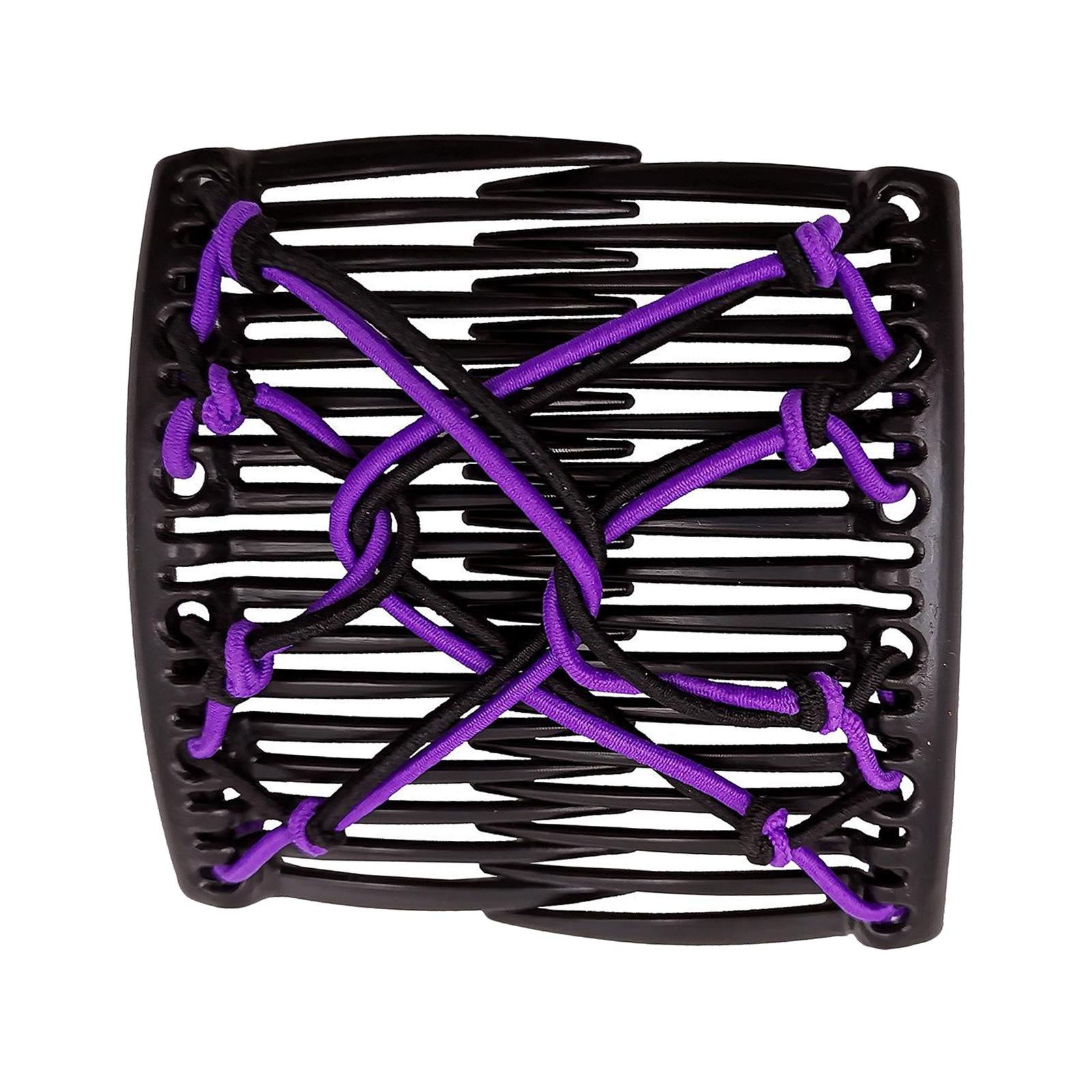 Women Stretchy Magic Hair Clip Double Slide Combs For Bun Updo Tools Purple