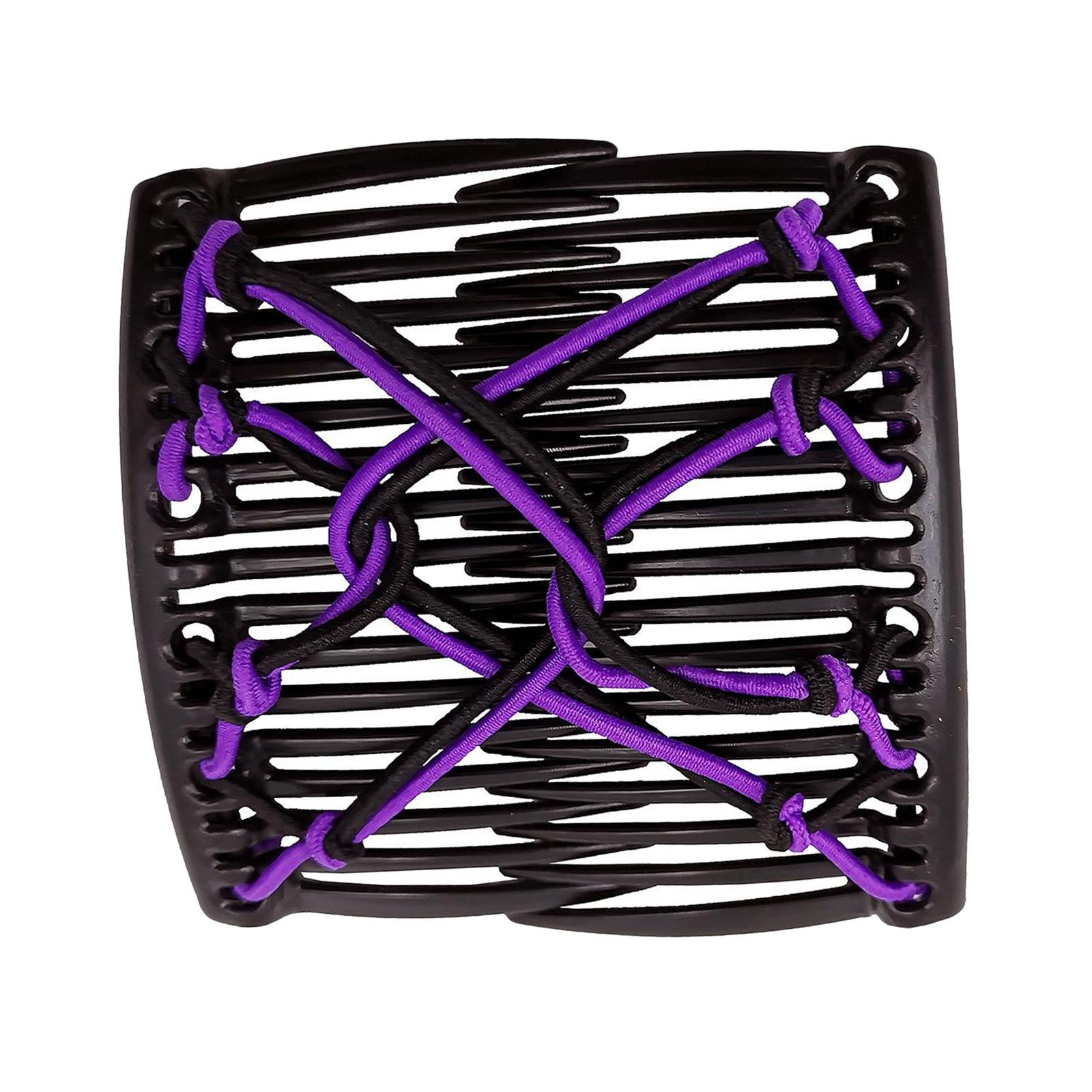 Women Stretchy Magic Hair Clip Double Slide Combs For Bun Updo Tools Purple