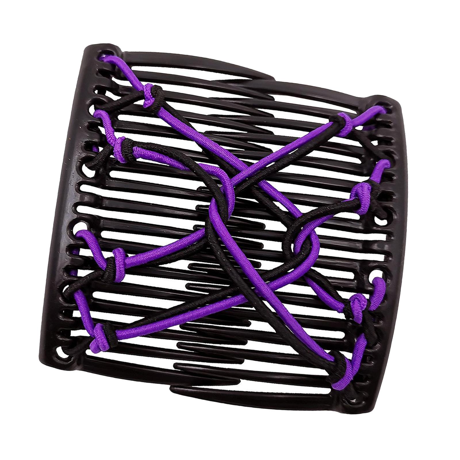 Women Stretchy Magic Hair Clip Double Slide Combs For Bun Updo Tools Purple