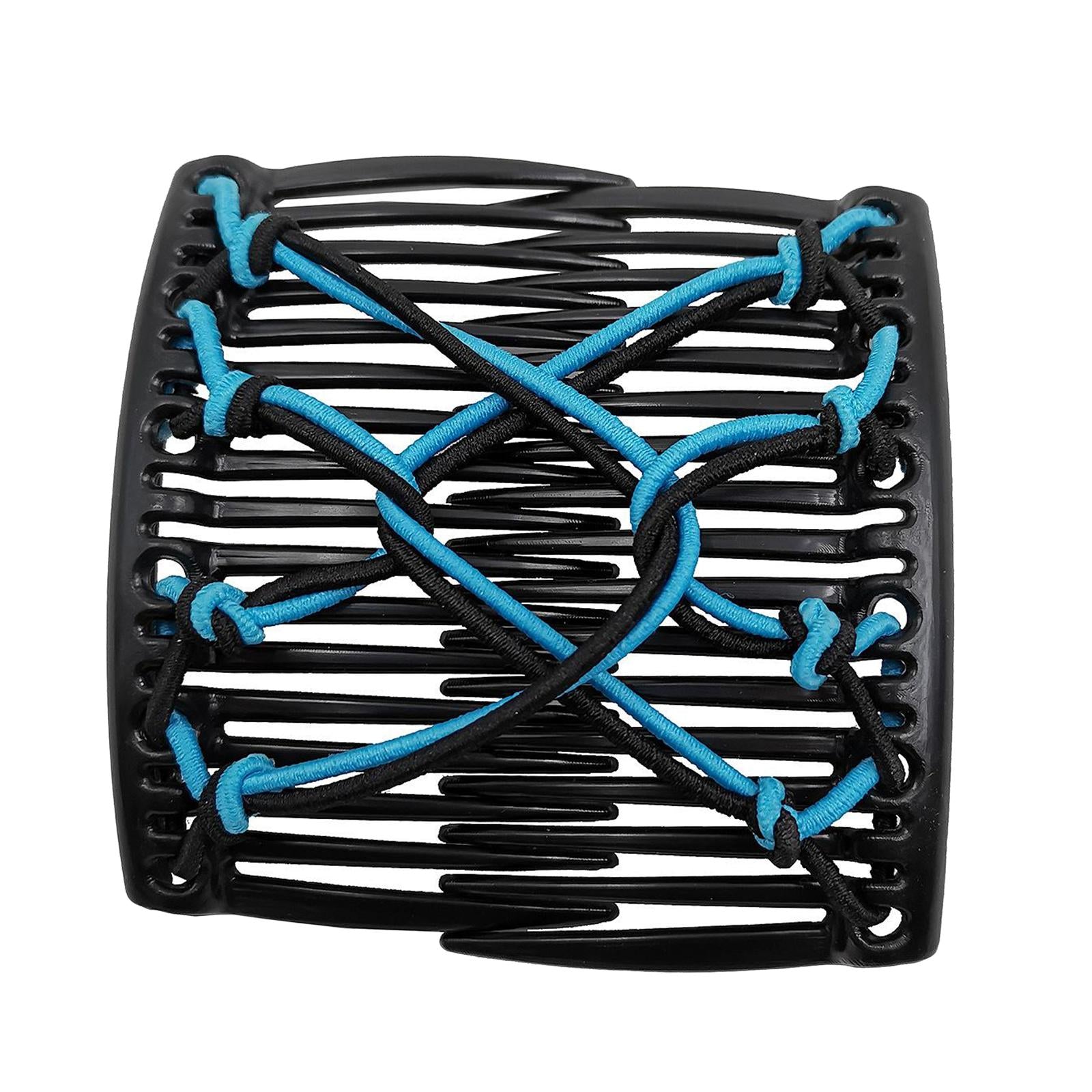 Women Stretchy Magic Hair Clip Double Slide Combs For Bun Updo Tools Blue
