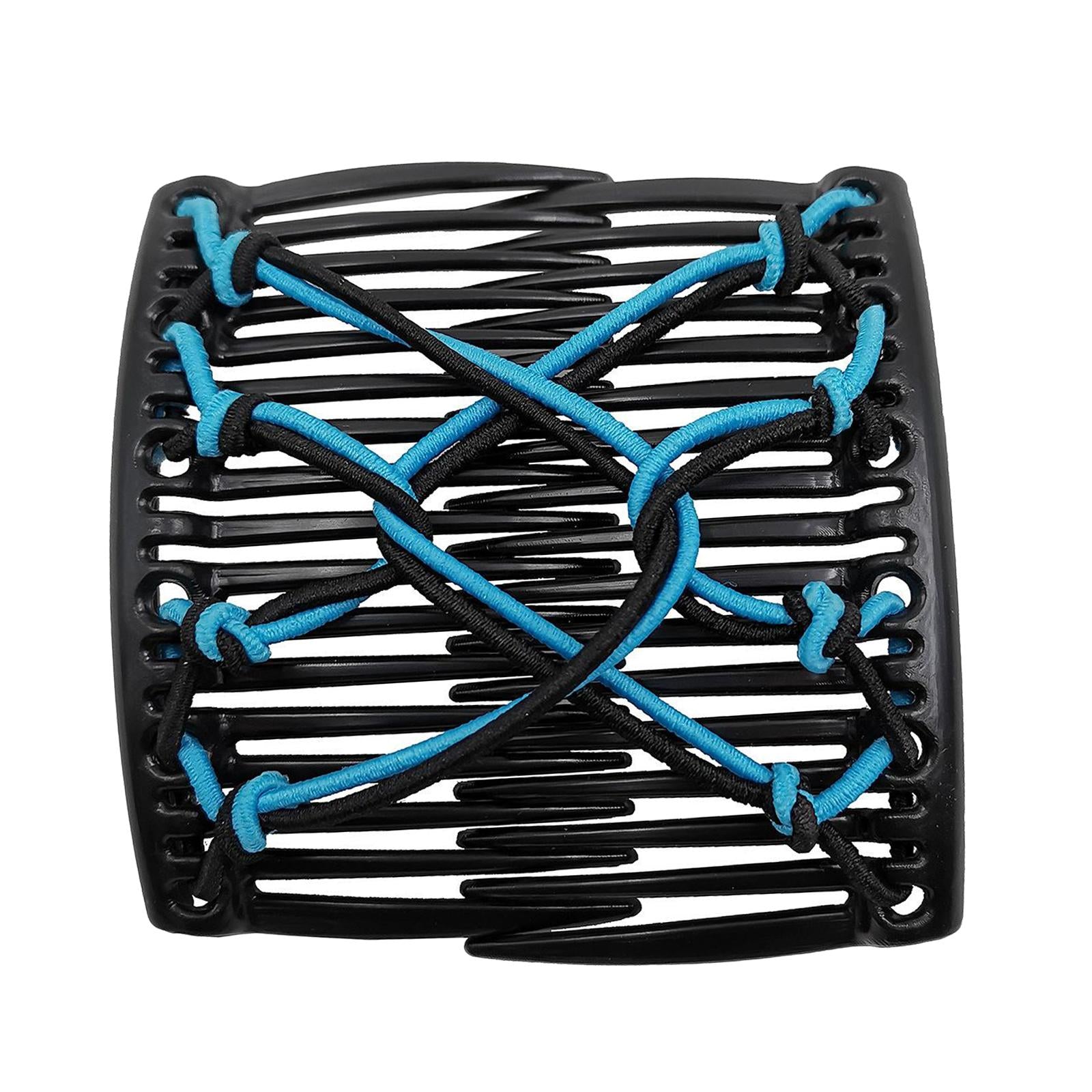 Women Stretchy Magic Hair Clip Double Slide Combs For Bun Updo Tools Blue