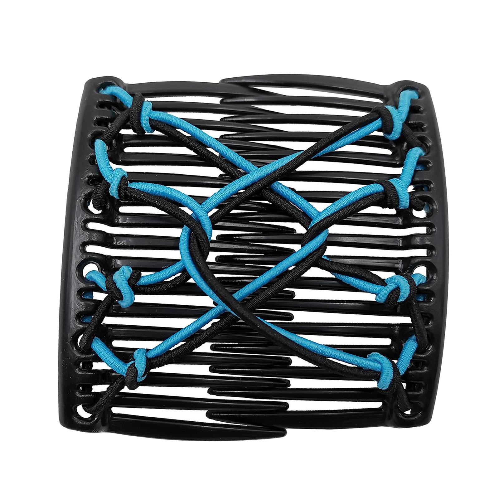 Women Stretchy Magic Hair Clip Double Slide Combs For Bun Updo Tools Blue