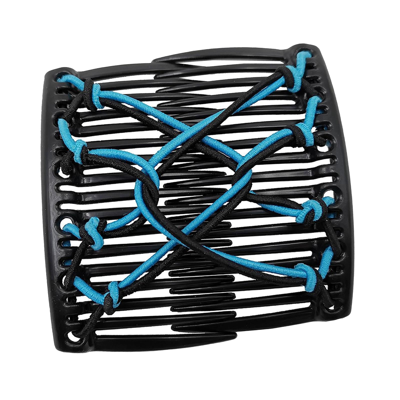 Women Stretchy Magic Hair Clip Double Slide Combs For Bun Updo Tools Blue
