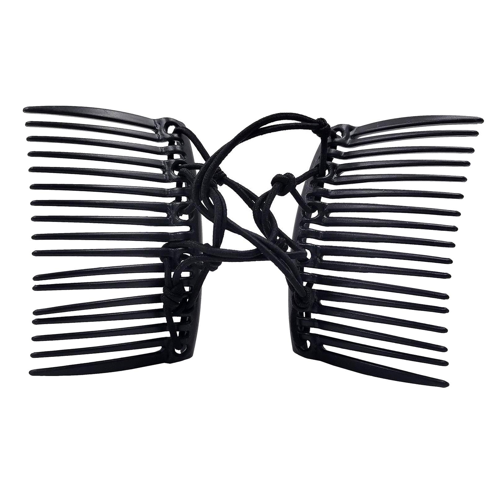 Women Stretchy Magic Hair Clip Double Slide Combs For Bun Updo Tools Black