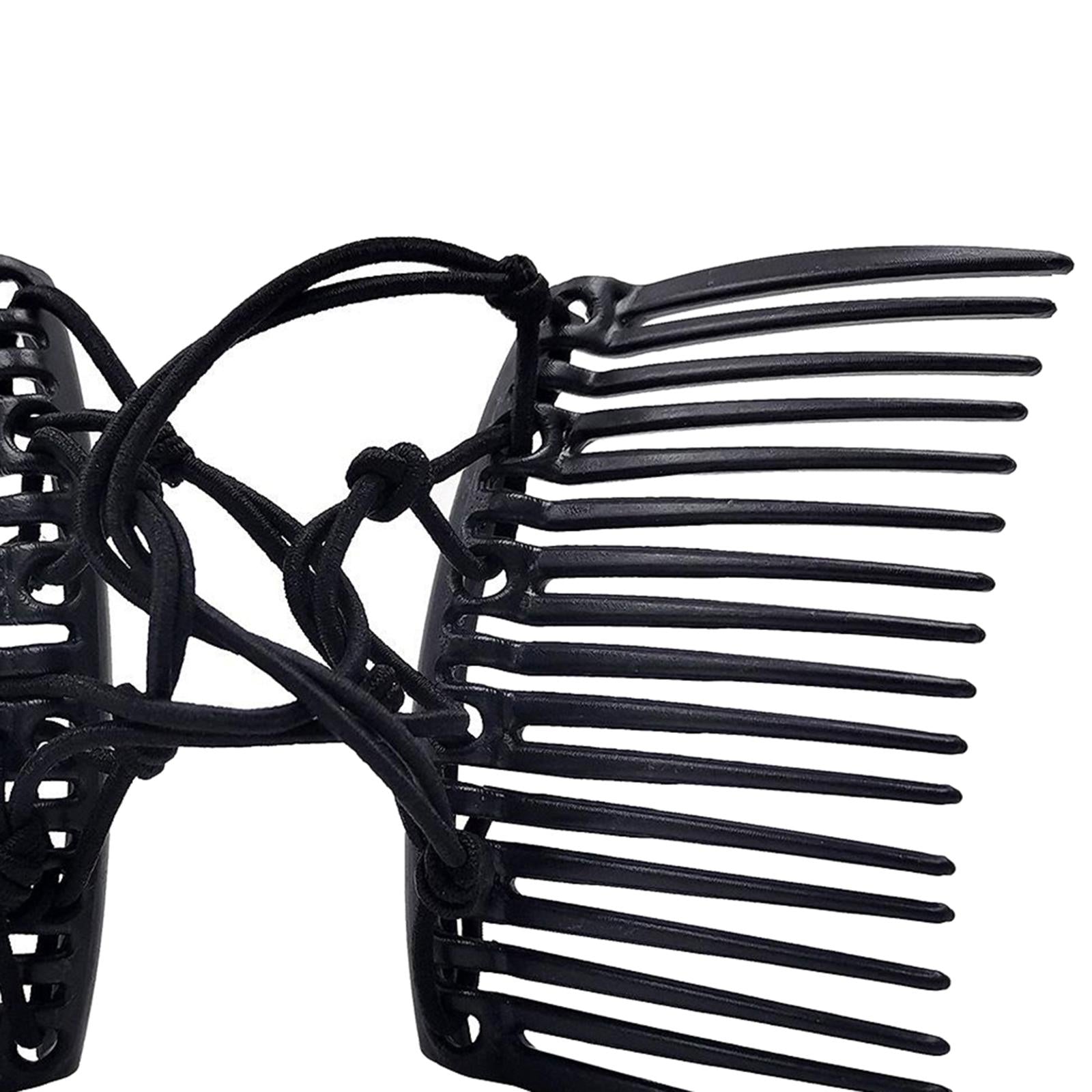 Women Stretchy Magic Hair Clip Double Slide Combs For Bun Updo Tools Black