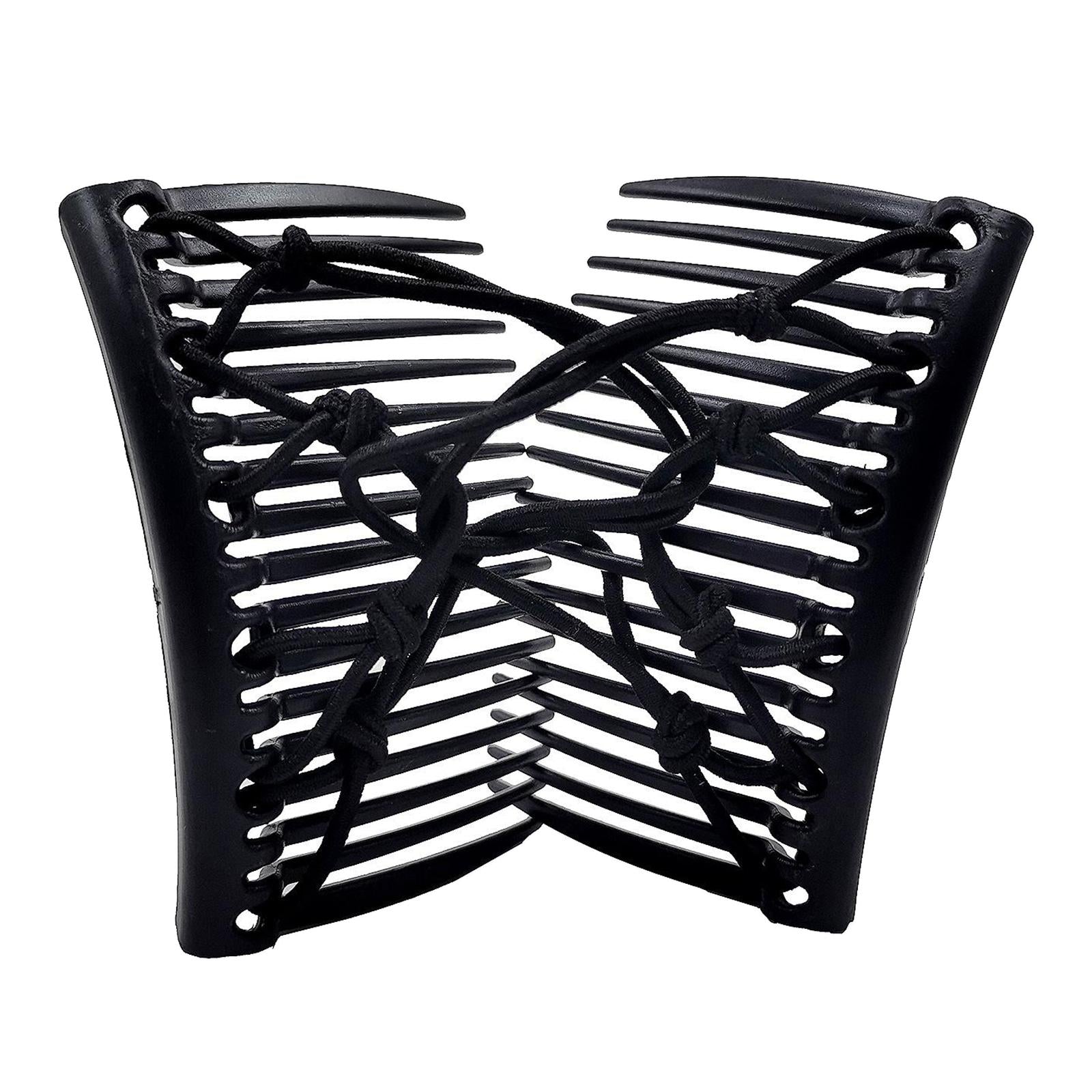 Women Stretchy Magic Hair Clip Double Slide Combs For Bun Updo Tools Black