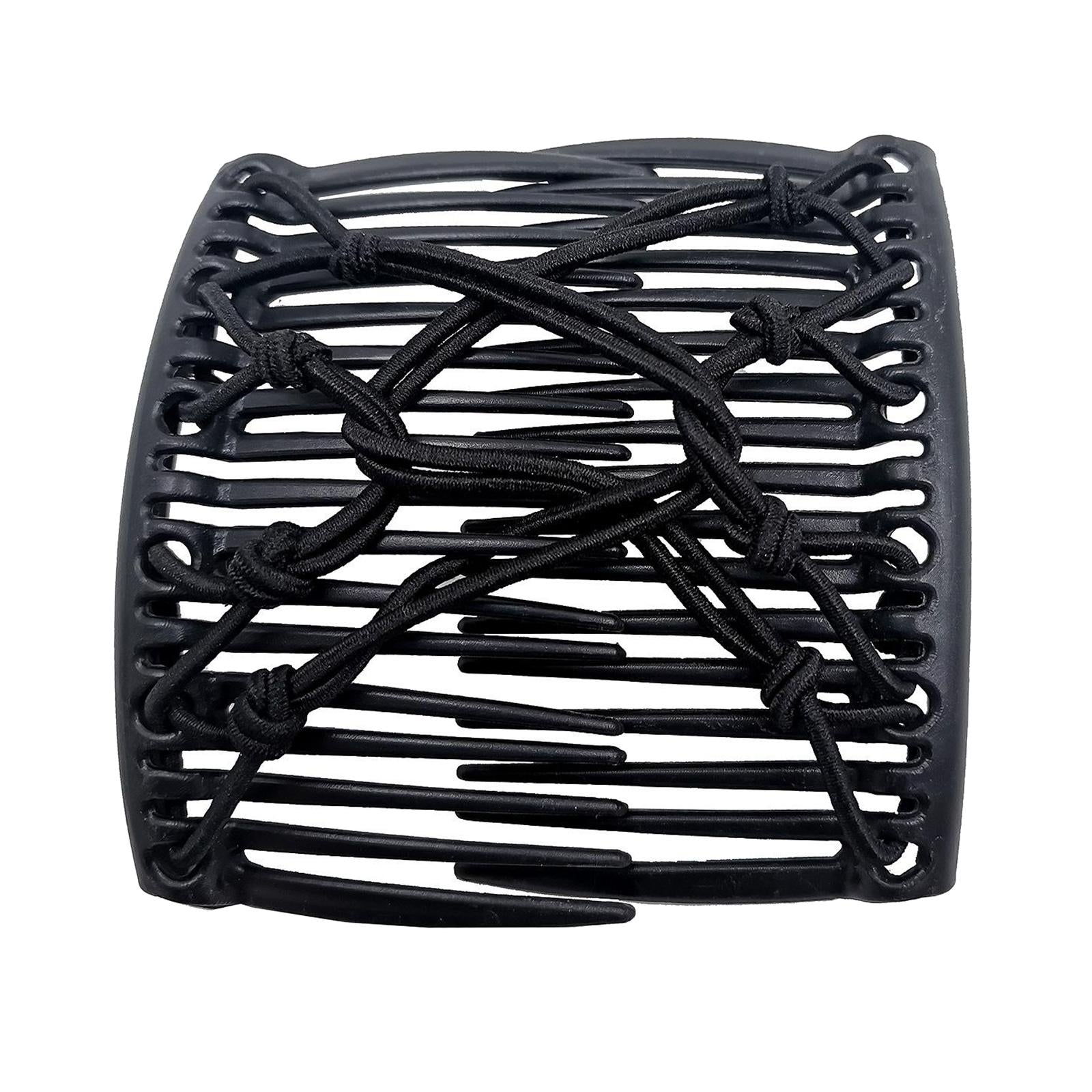 Women Stretchy Magic Hair Clip Double Slide Combs For Bun Updo Tools Black