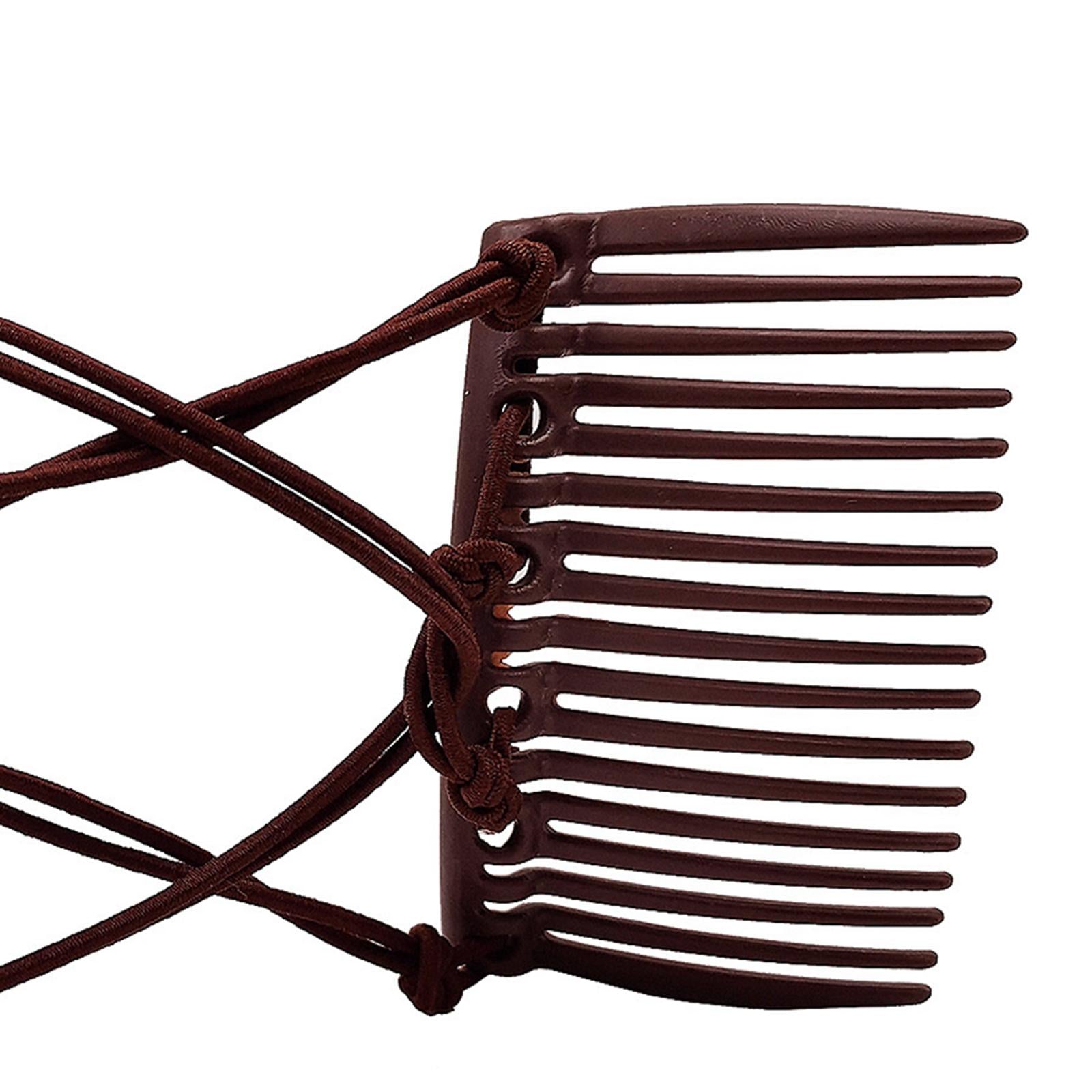Women Stretchy Magic Hair Clip Double Slide Combs For Bun Updo Tools Coffee