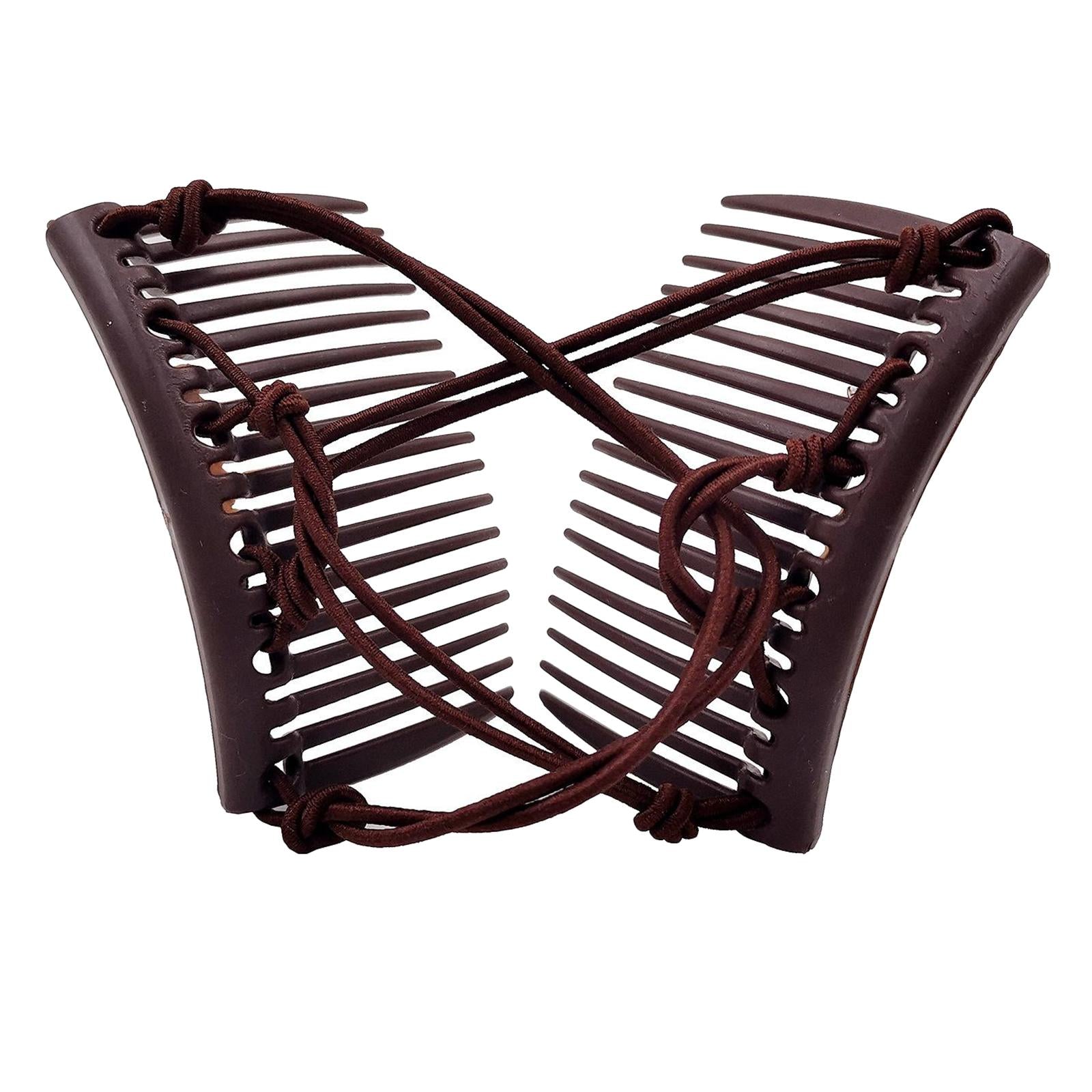 Women Stretchy Magic Hair Clip Double Slide Combs For Bun Updo Tools Coffee