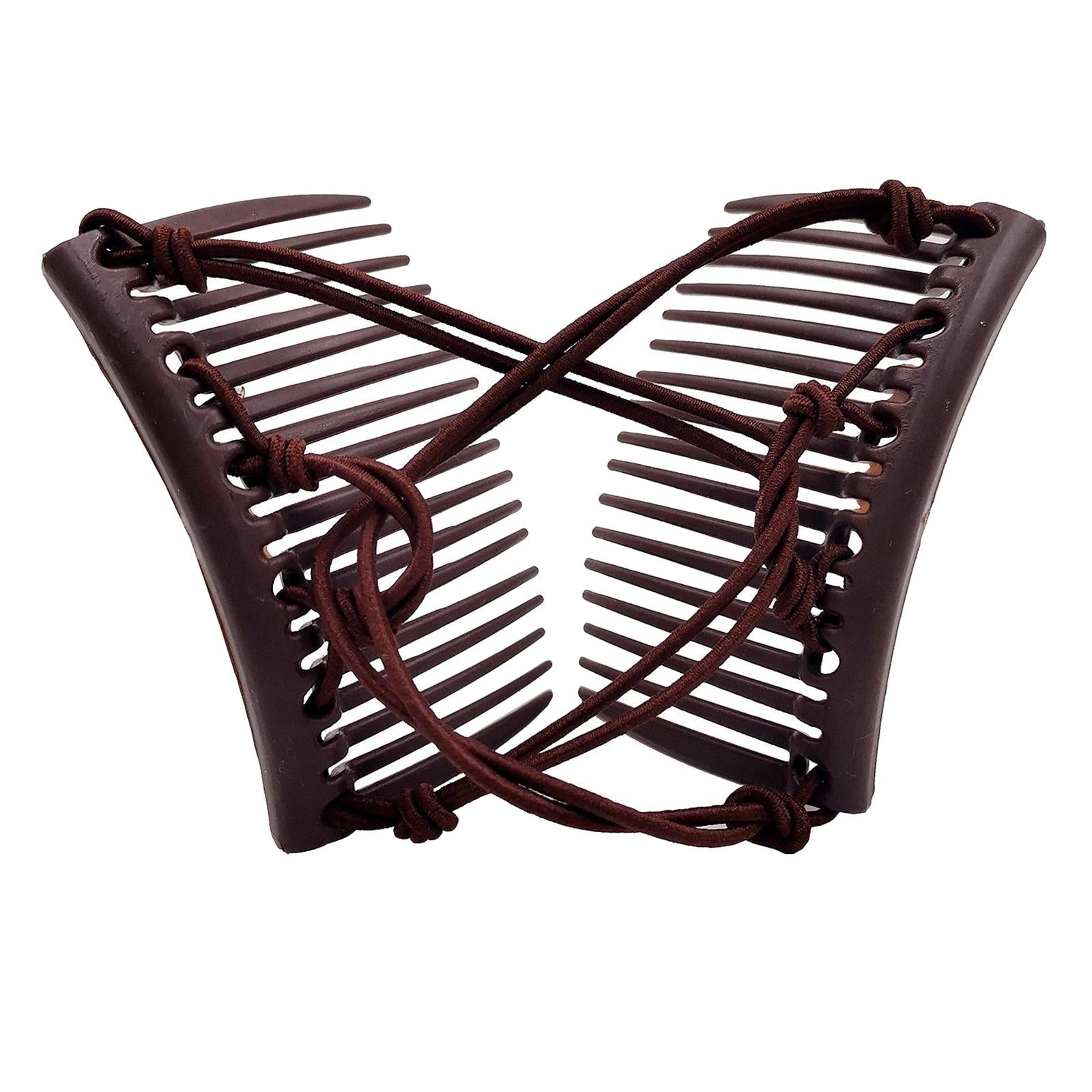 Women Stretchy Magic Hair Clip Double Slide Combs For Bun Updo Tools Coffee